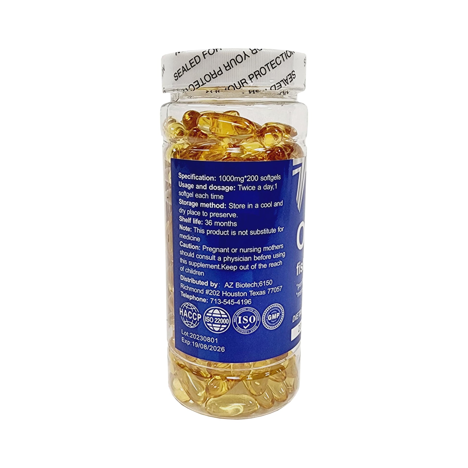 Fish Oil 1000 mg Softgels, 300 mg Omega 3 Supplements, 200 Softgels, 100 Days Supply - Medaid International