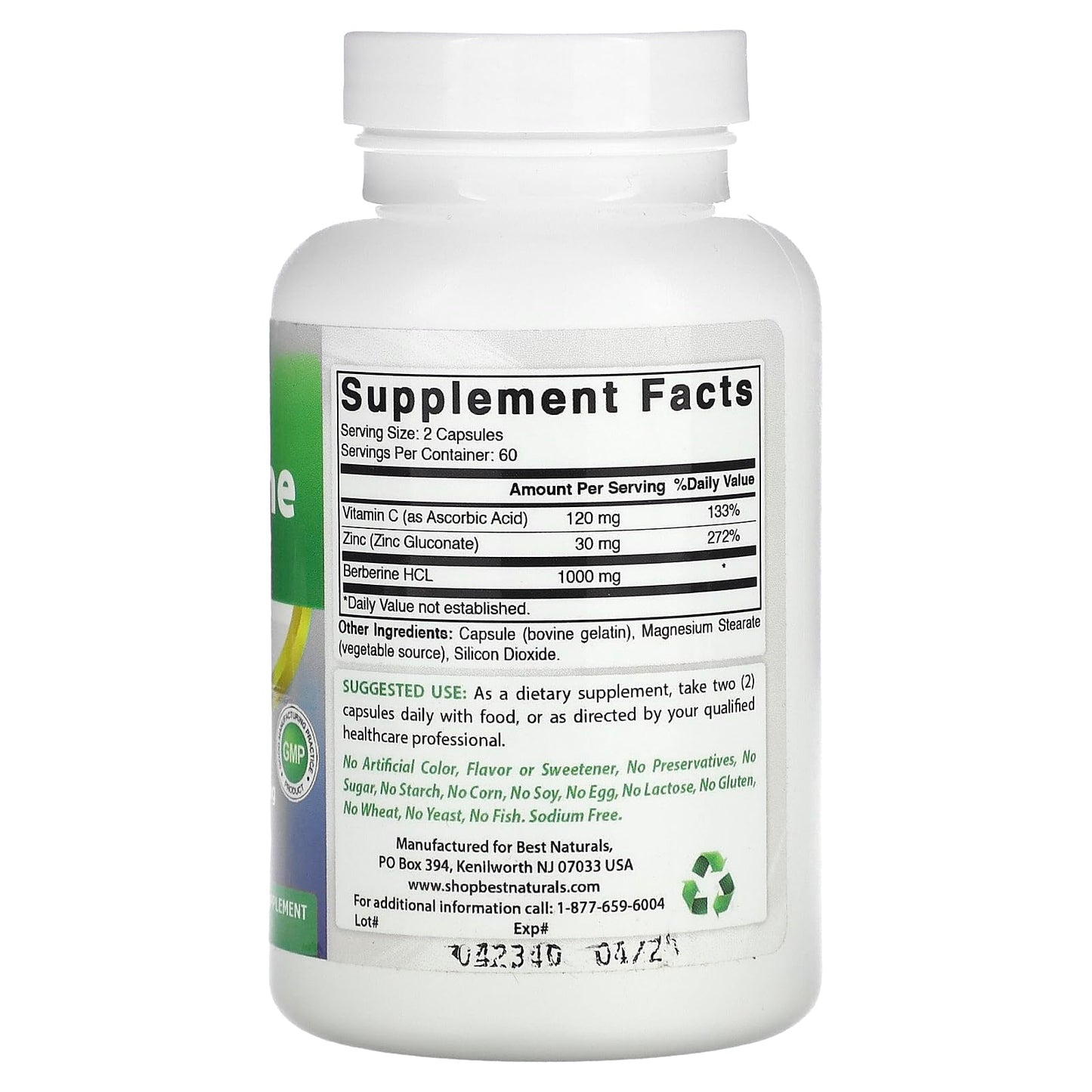 Best Naturals Berberine Plus 1000mg per Serving 120 Capsules - Medaid International