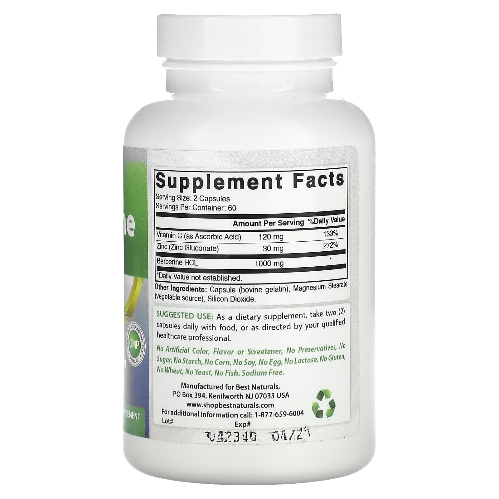 Best Naturals Berberine Plus 1000mg per Serving 120 Capsules - Medaid International