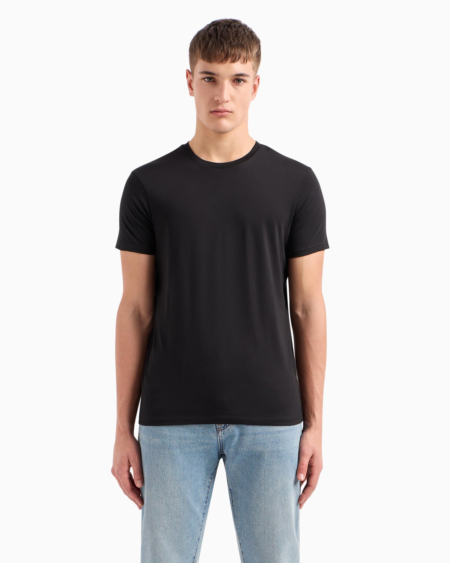 Armani Exchange Men's Solid Colored Basic Pima Crew Neck, Black, Medium - Medaid International