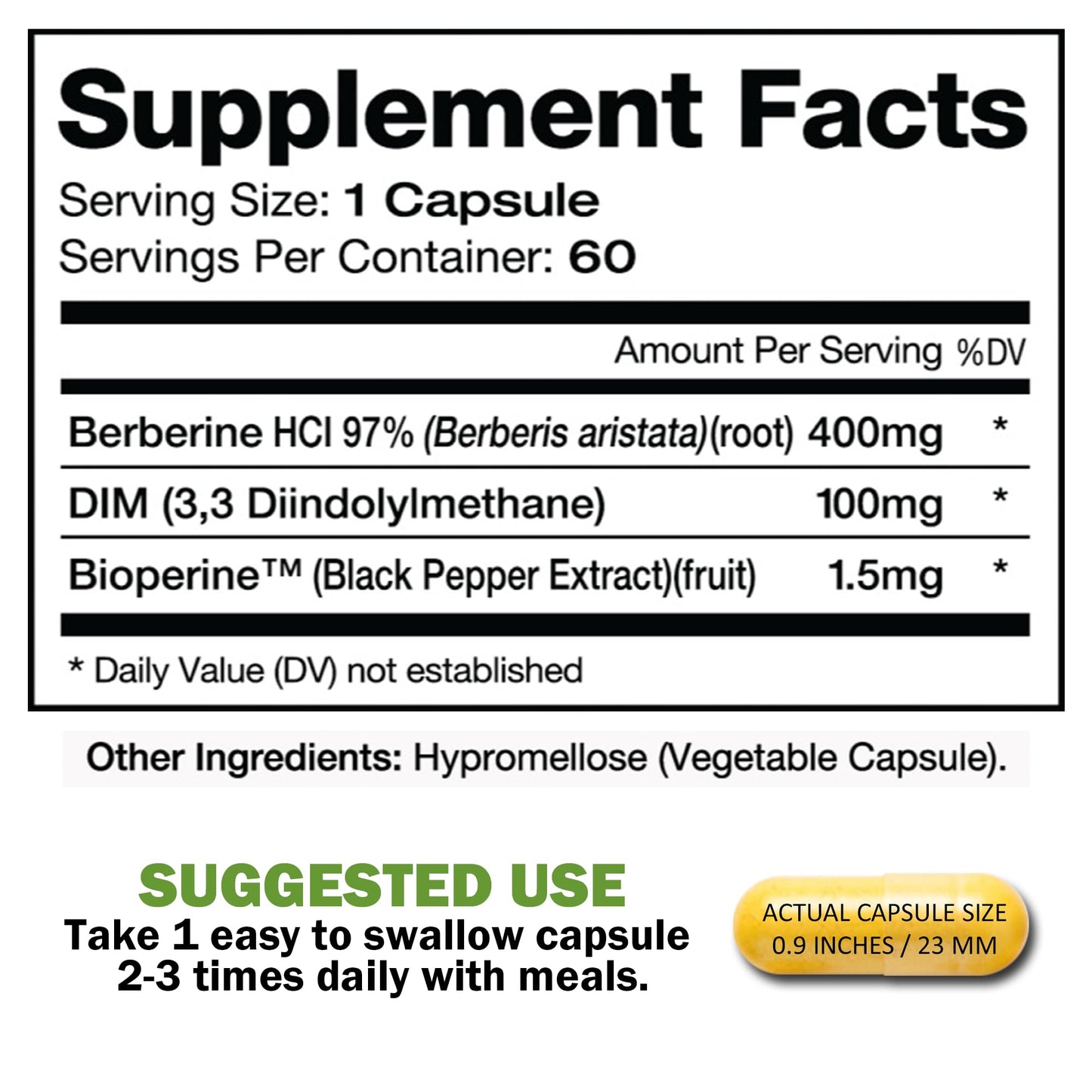 Dimberine - DIM & Berberine, High Purity Enhanced Absorption Formula - 60 Capsules - Medaid International