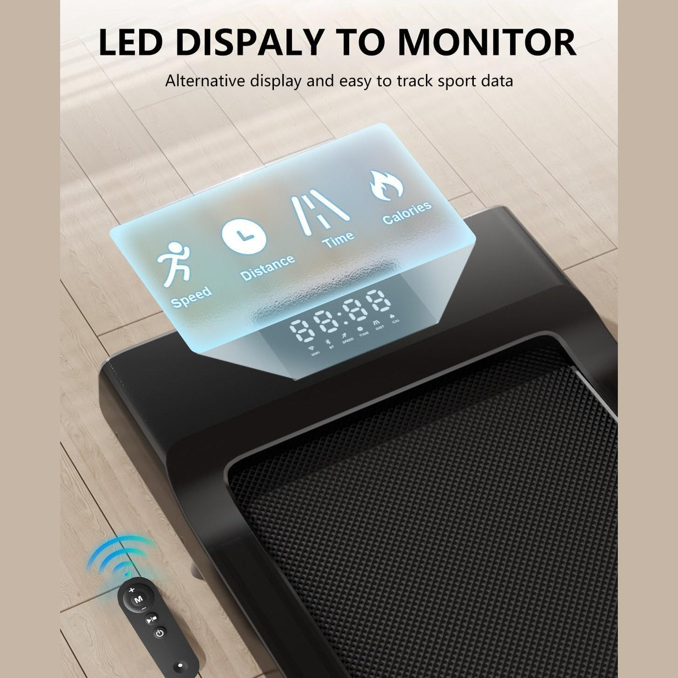INGUNAR Treadmill For Home, 2.25 HP Protable Under Desk Treadmill Walking Pad With Remote Control, LED Display, Jogging Walking Machine For Exercise, 265lbs, Installation Free (Blackness)INGUNAR Treadmill For Home - Medaid International