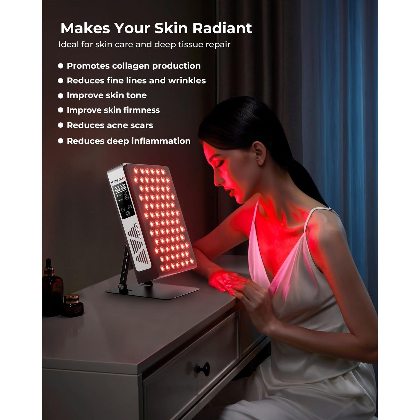 Red Light Therapy Devices, 78 pcs 4-Chip LEDs 630nm-850nm Near Infrared Light Therapy Panel, Adjustable Brightness (20-100%), Time(5-30 min) Red Light Panel for Home Office & Gym - Medaid International
