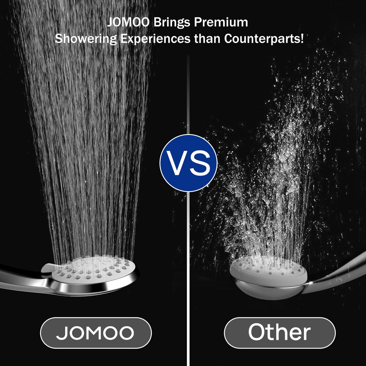 JOMOO Handheld Shower Head Set, High Pressure 3 Spray Settings Showerhead, 3.5" 2GPM Easy Cleaning Nozzles Massage Spa with 60inch Stainless Steel Shower Hose and Holder, Chrome