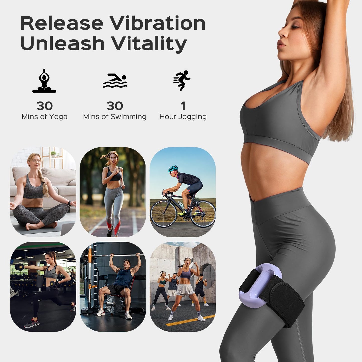 BoxactionsS Vibration Plate for Lymphatic Drainage & Weight Loss - Portable Cordless Handheld Massager with 8 Levels, Mini Full-Body Fascia Ring with Belt - Gift for Women (Purple)