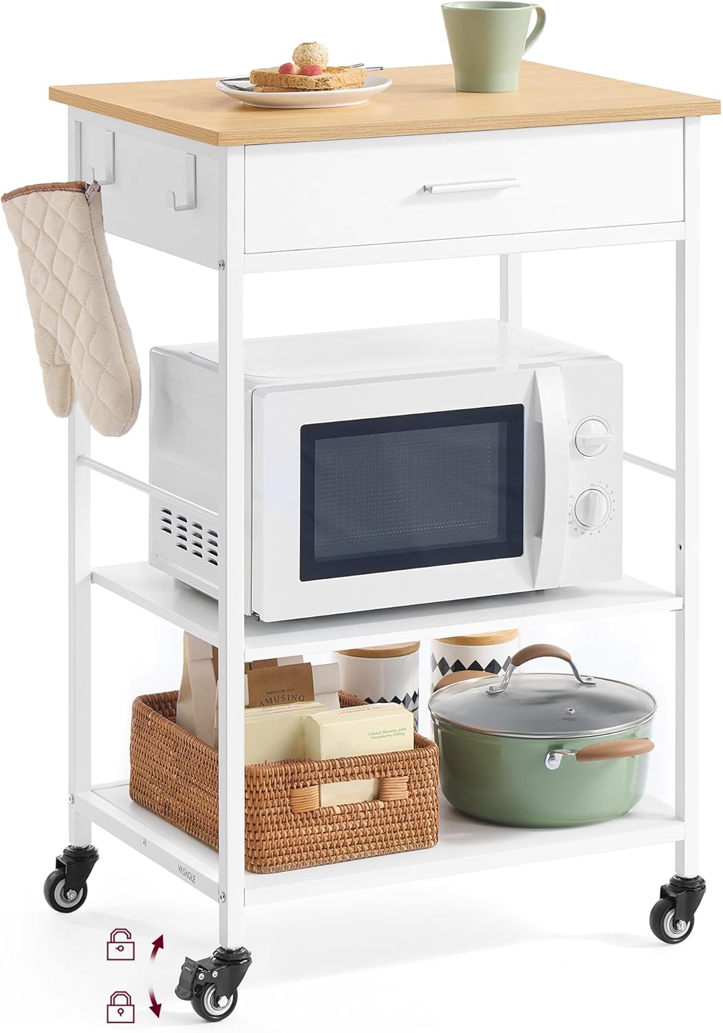 VASAGLE Mobile Kitchen Island on Wheels