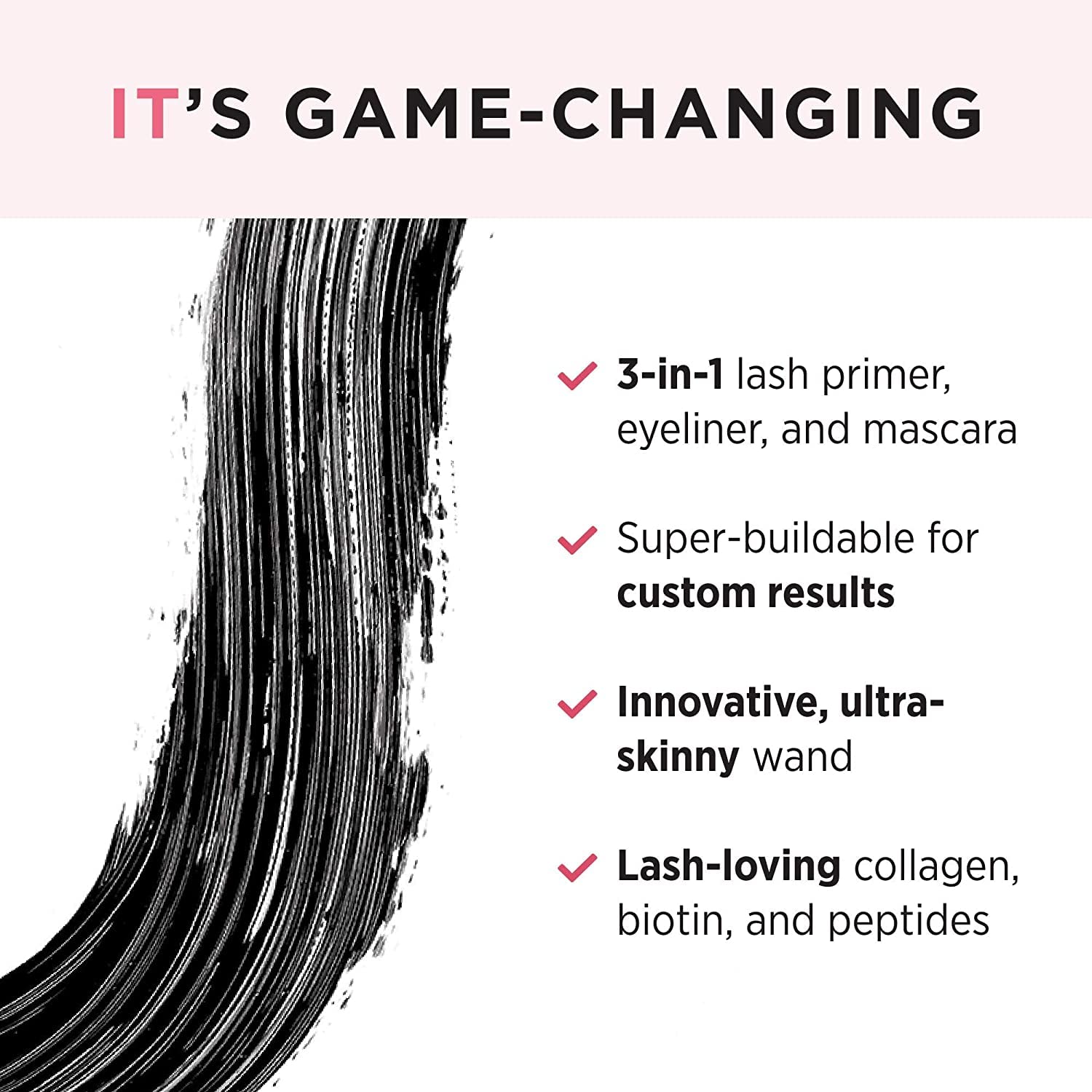 IT Cosmetics Tightline 3-In-1 Lash Primer, Eyeliner & Black Mascara - Lengthens & Conditions Lashes - Ultra-Skinny Wand - Infused With Collagen, Biotin, Peptides & Antioxidants - 0.12 fl oz - Medaid International