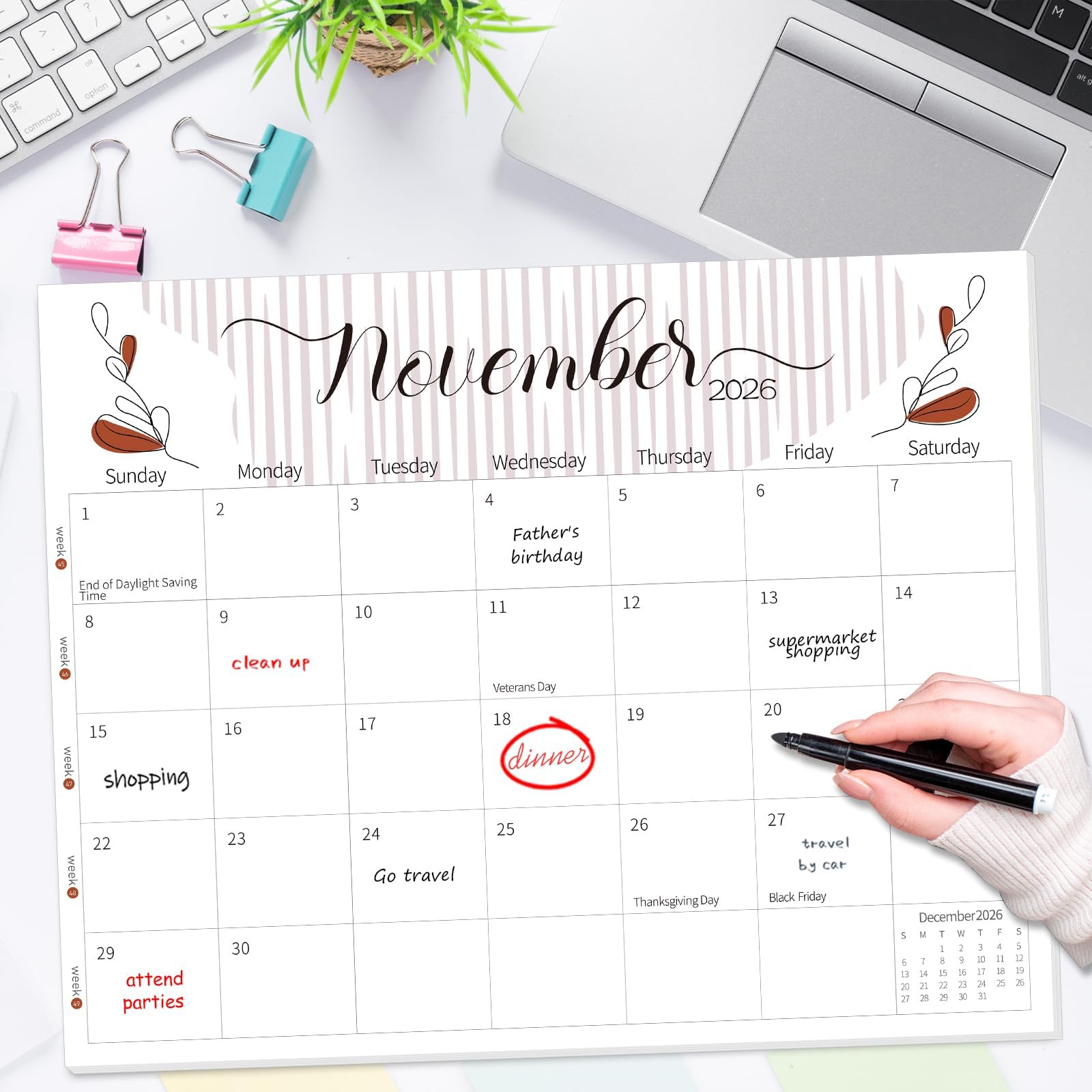 GuassLee Magnetic Calendar 2026-2027 - Magnetic Calendar for Fridge 11 x 14 Inches, Runs from Jan. 2026 to Jun.2027, 18 Monthly Planner for Easy Planning and Organizing - Medaid International