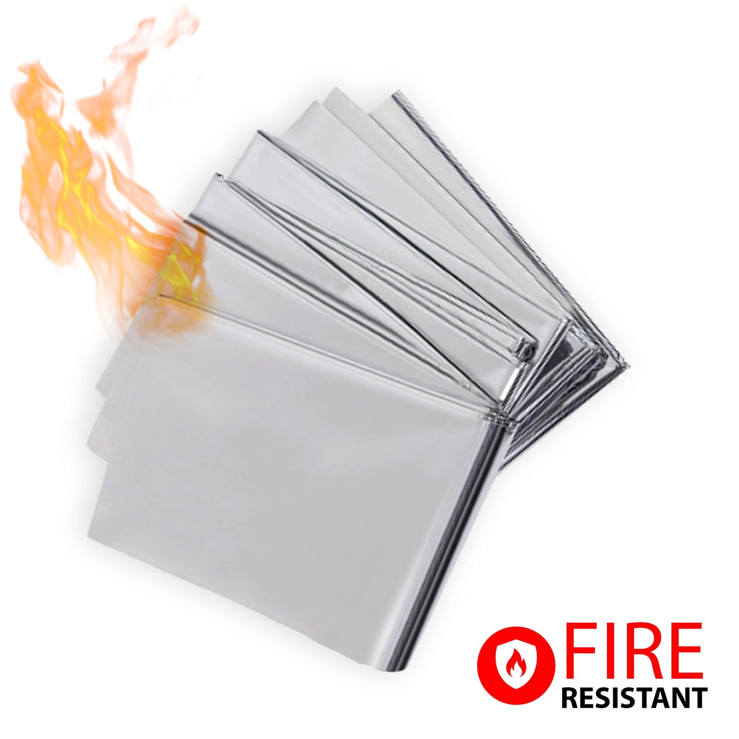 ASA TECHMED Emergency Blanket, Thermal Blankets Silver Foil Space Blanket. Designed for Outdoors, Camping, Survival, First Aid Preparedness Supplies, 5 Pcs