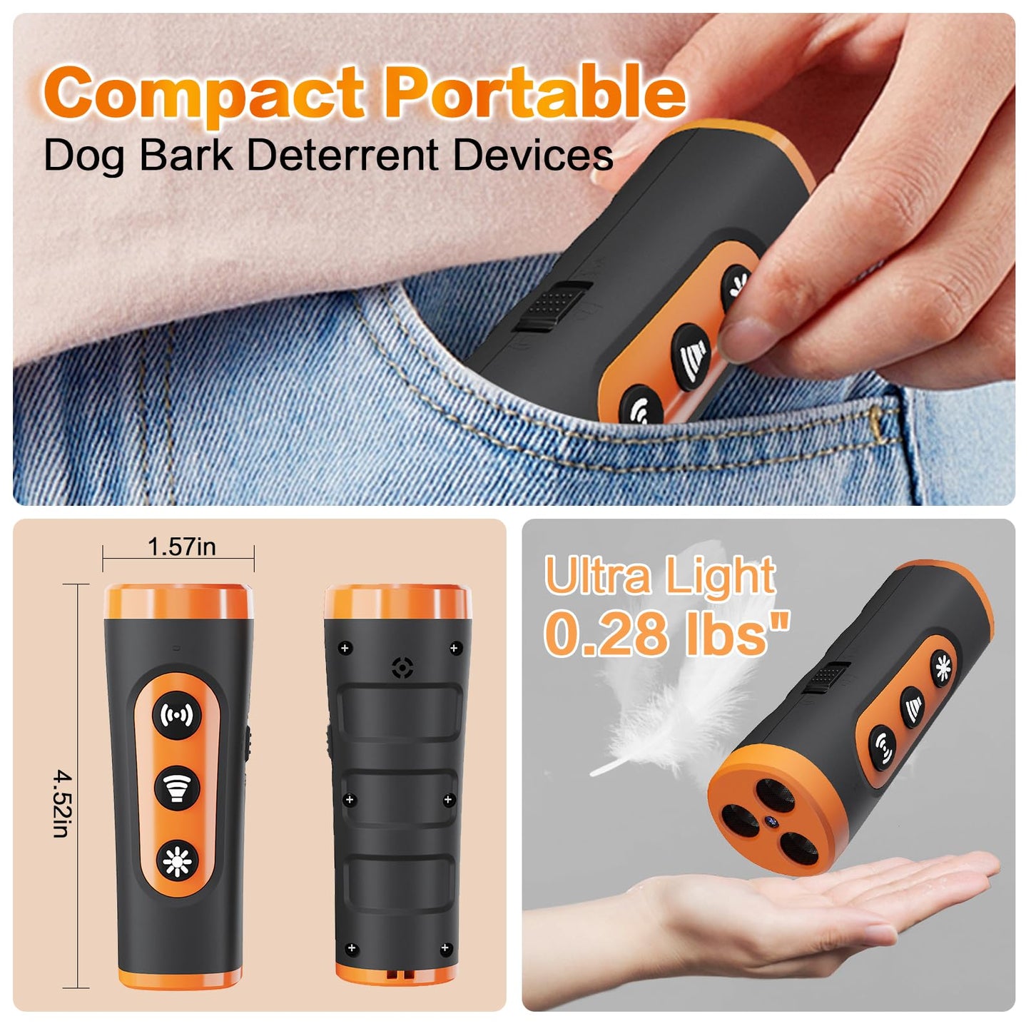 Surezap Anti Barking Device for Dogs – Ultrasonic Rechargeable Bark Deterrent with 4 Safe Modes, 50ft Range, Portable and Effective for All Dogs - Medaid International