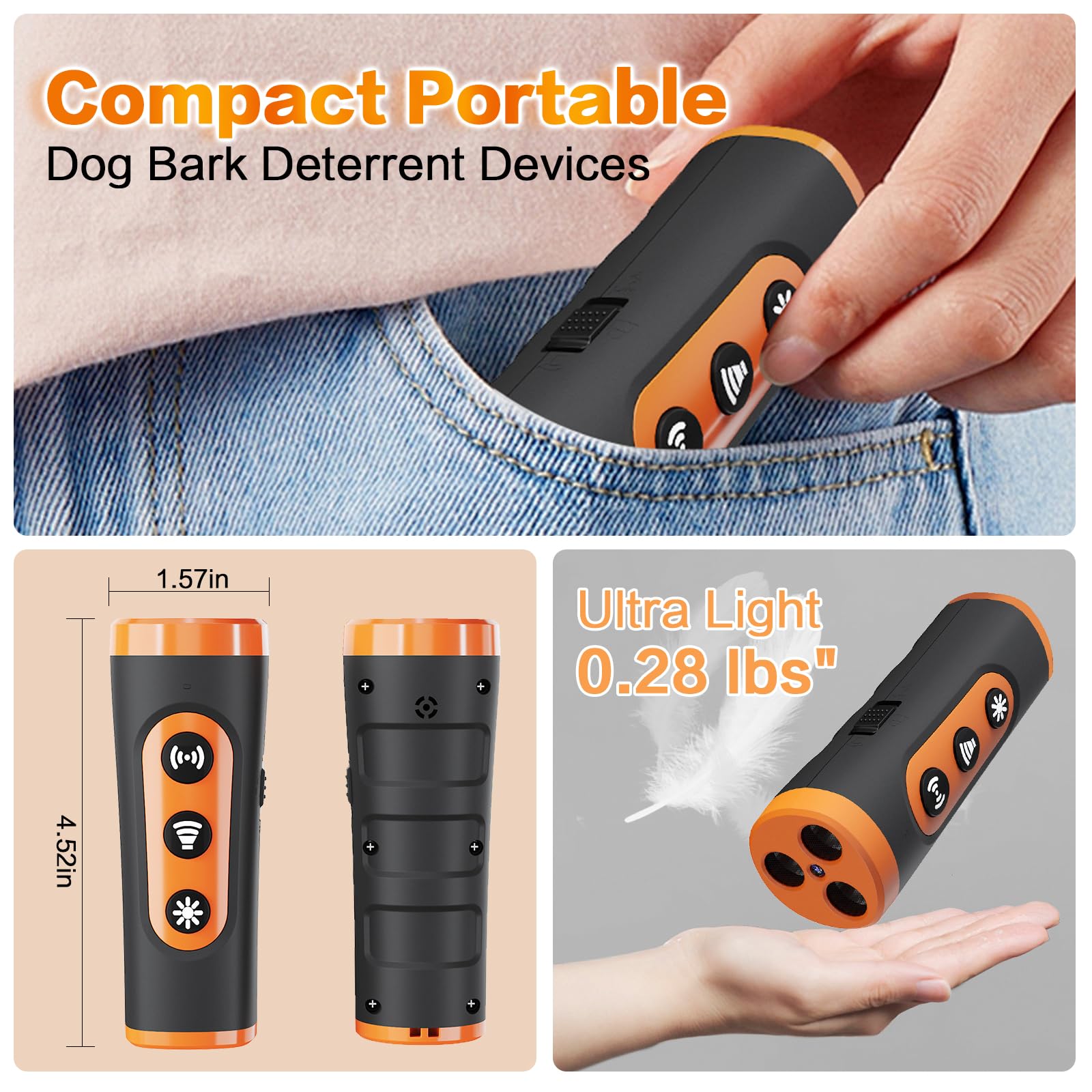 Surezap Anti Barking Device for Dogs – Ultrasonic Rechargeable Bark Deterrent with 4 Safe Modes, 50ft Range, Portable and Effective for All Dogs - Medaid International