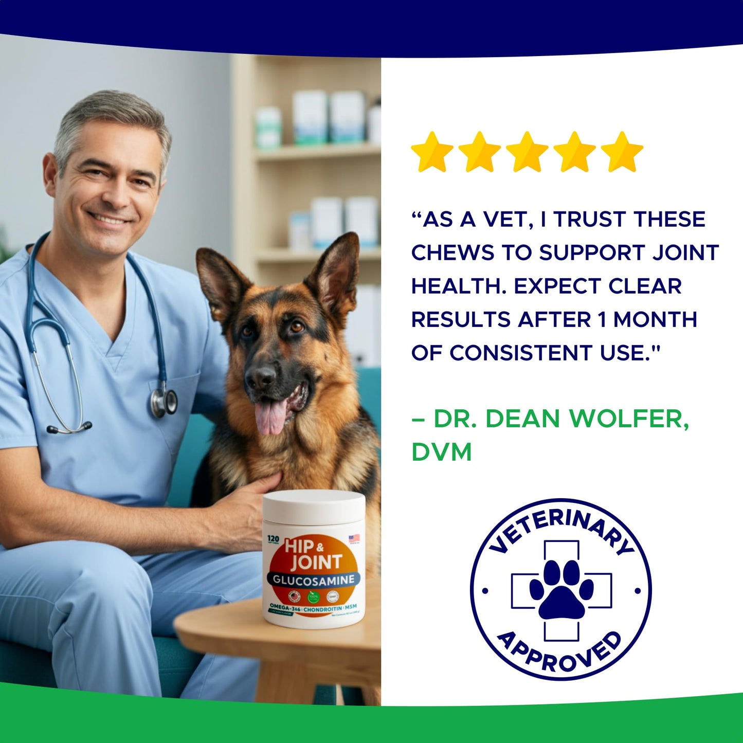 GOODGROWLIES Glucosamine for Dogs Hip & Joint Supplement - Chondroitin, Omega-3, MSM - Joint Health & Pain Relief - Senior & Large Dogs - Made in USA - 120 Mobility Chews