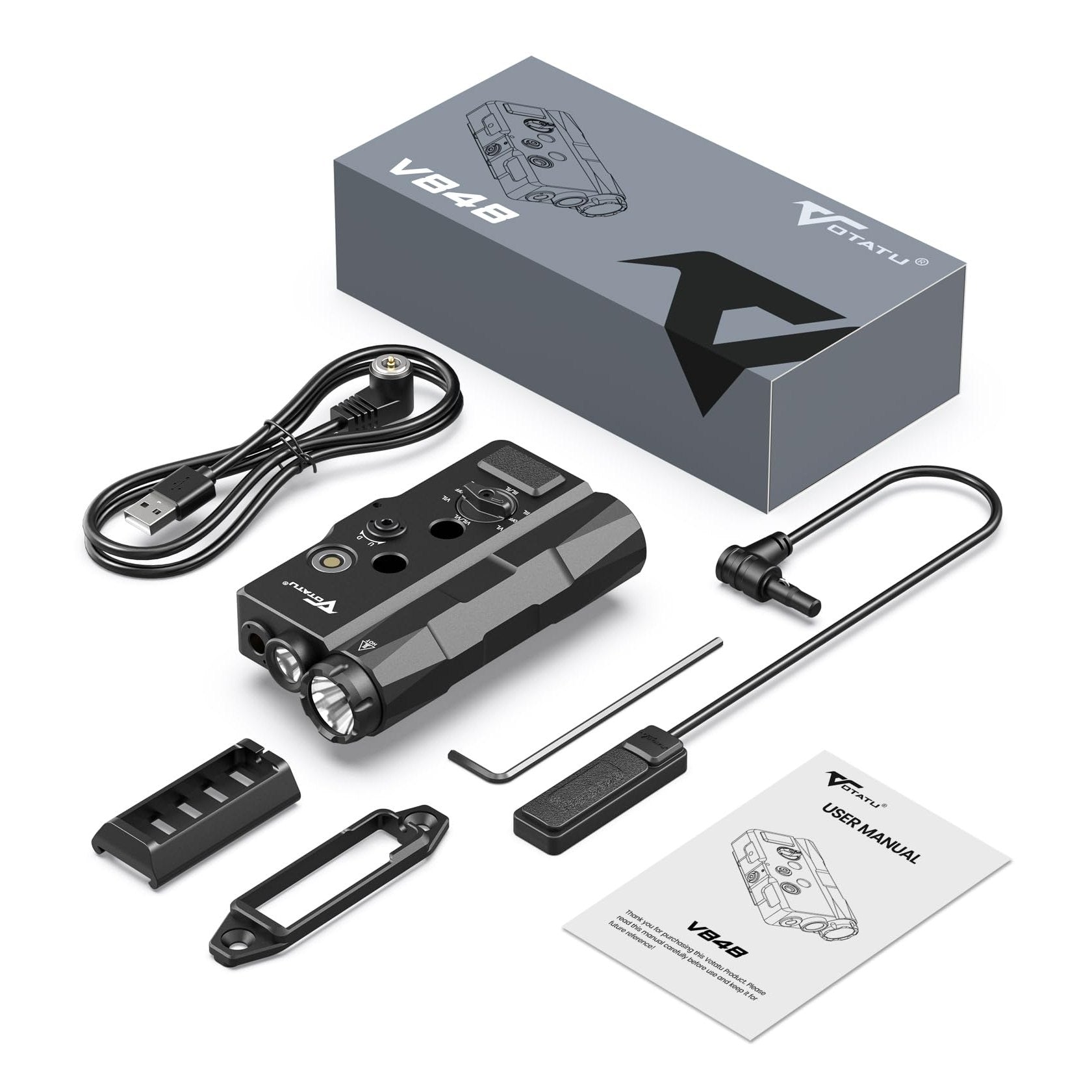 VOTATU V848 Laser Light Combo, Green/IR Laser & 1700LM Flashlight/IR Illuminator Combo, Multi-Mode Display Screen Weapon Light Laser for Rifle and Shotgun Compatible with Mlok Picatinny Rail - Medaid International