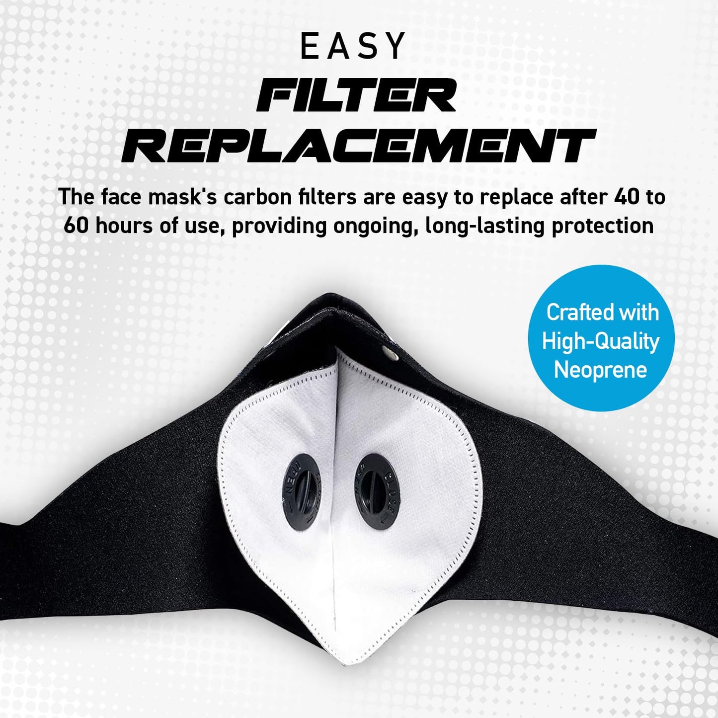 ECO-GEAR Anti Pollution Face Mask with Military Grade Activated Carbon Protection | Anti Smoke, Exhaust Gas, Dust, Pollen | Running, Walking, Cycling and other Outdoor Activities (Ice Dust)