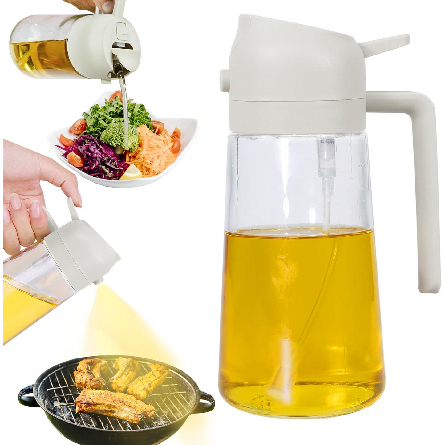 2 in 1 Olive Oil Dispenser and Oil Sprayer for Cooking