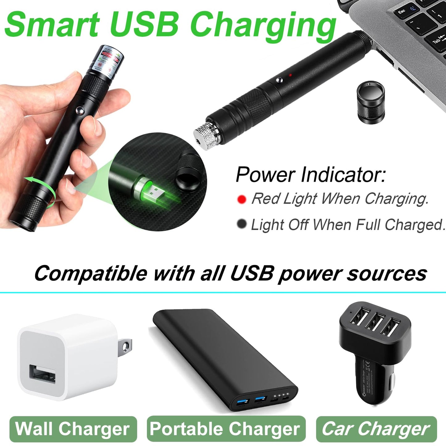 Green Laser Pointer High Power, USB Rechargeable Green Laser High Power Pointer Long Range Laser Pointer Laser Light Pointer for Presentations - Medaid International