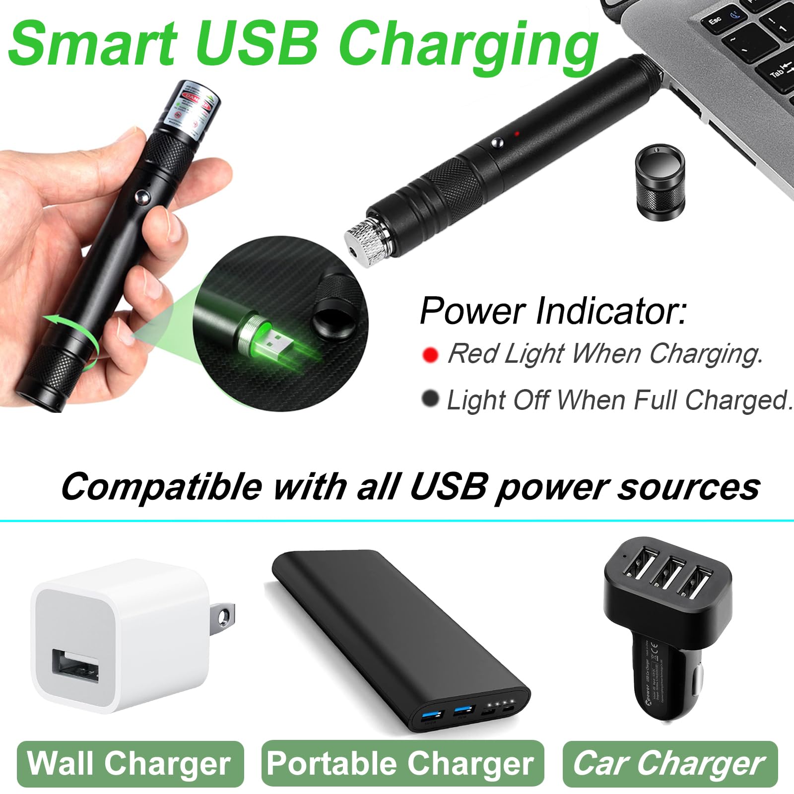 Green Laser Pointer High Power, USB Rechargeable Green Laser High Power Pointer Long Range Laser Pointer Laser Light Pointer for Presentations - Medaid International