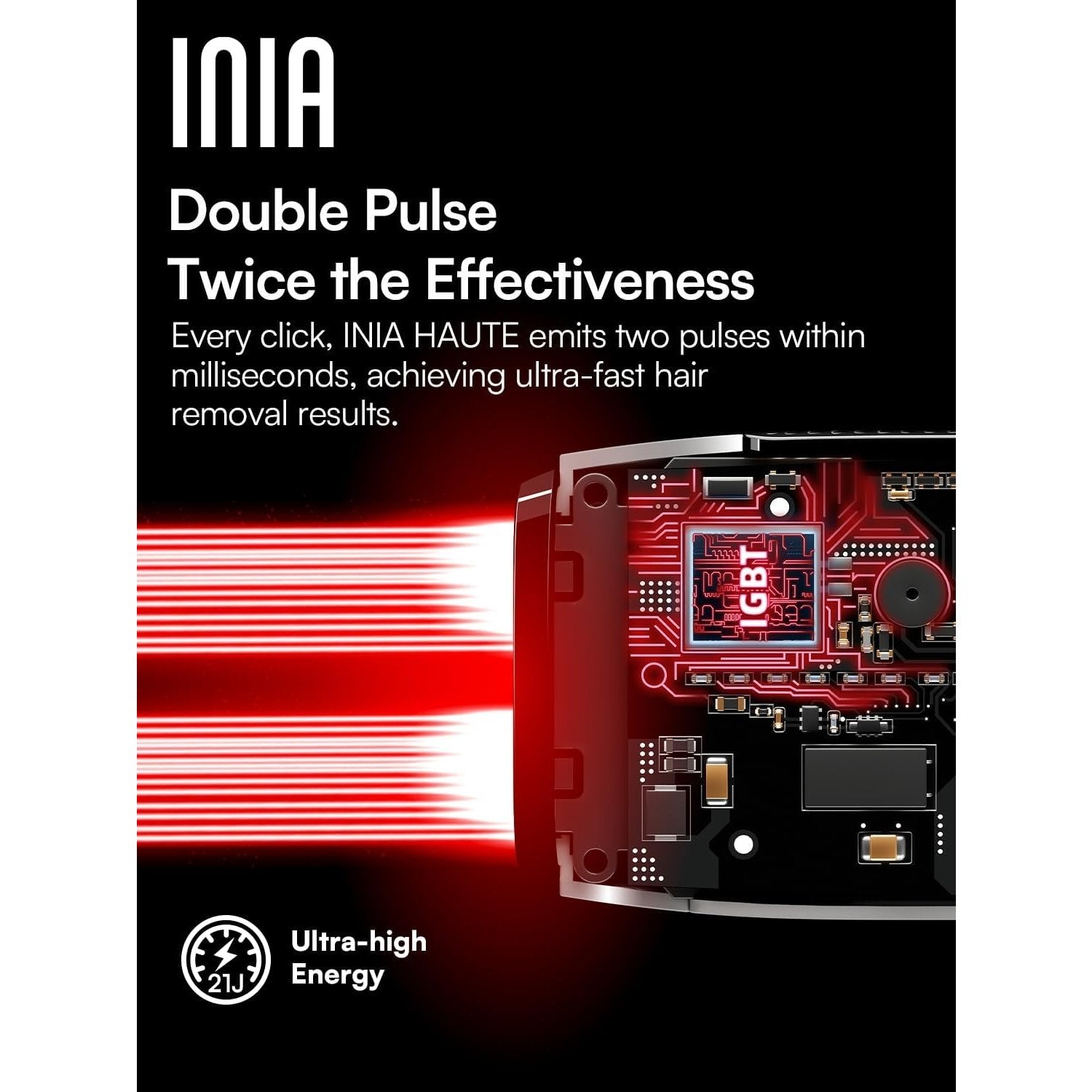INIA Laser Hair Removal for Women and Men, IPL Hair Removal Device with Ice-Cooling, Double Effectiveness & 5 Flashes per Second for Long-Lasting and Nearly Painless Results - Medaid International