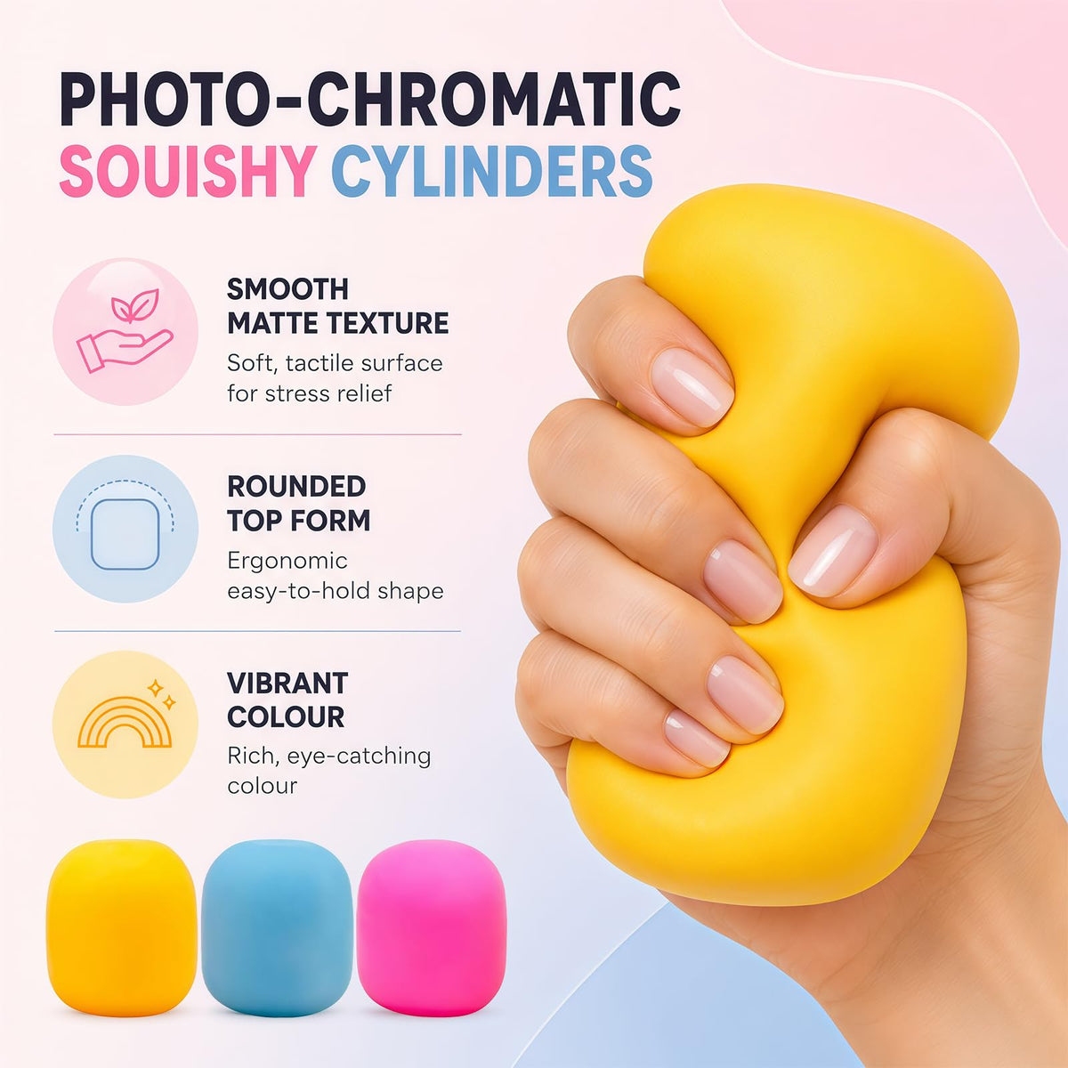 Squeeze Soft Square Malt Sugar Filled Slow Stress Balls (Yellow)