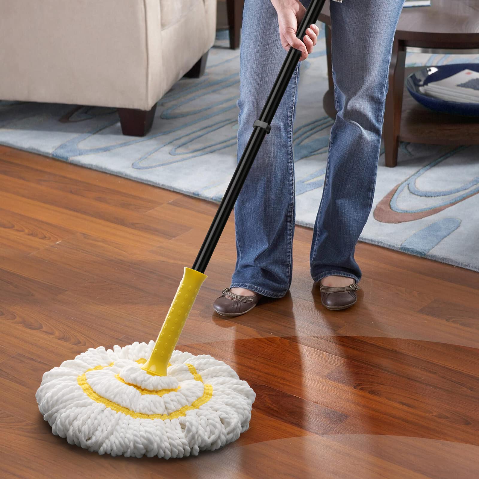 KeFanta Self-Wringing Twist Mop for Floor Cleaning, Long Handled Microfiber Floor Mop with Top Scouring Pad for Kitchen, Hardwood, Restaurant, Bathroom, Garages, Warehouses, Office,57-inch - Medaid International