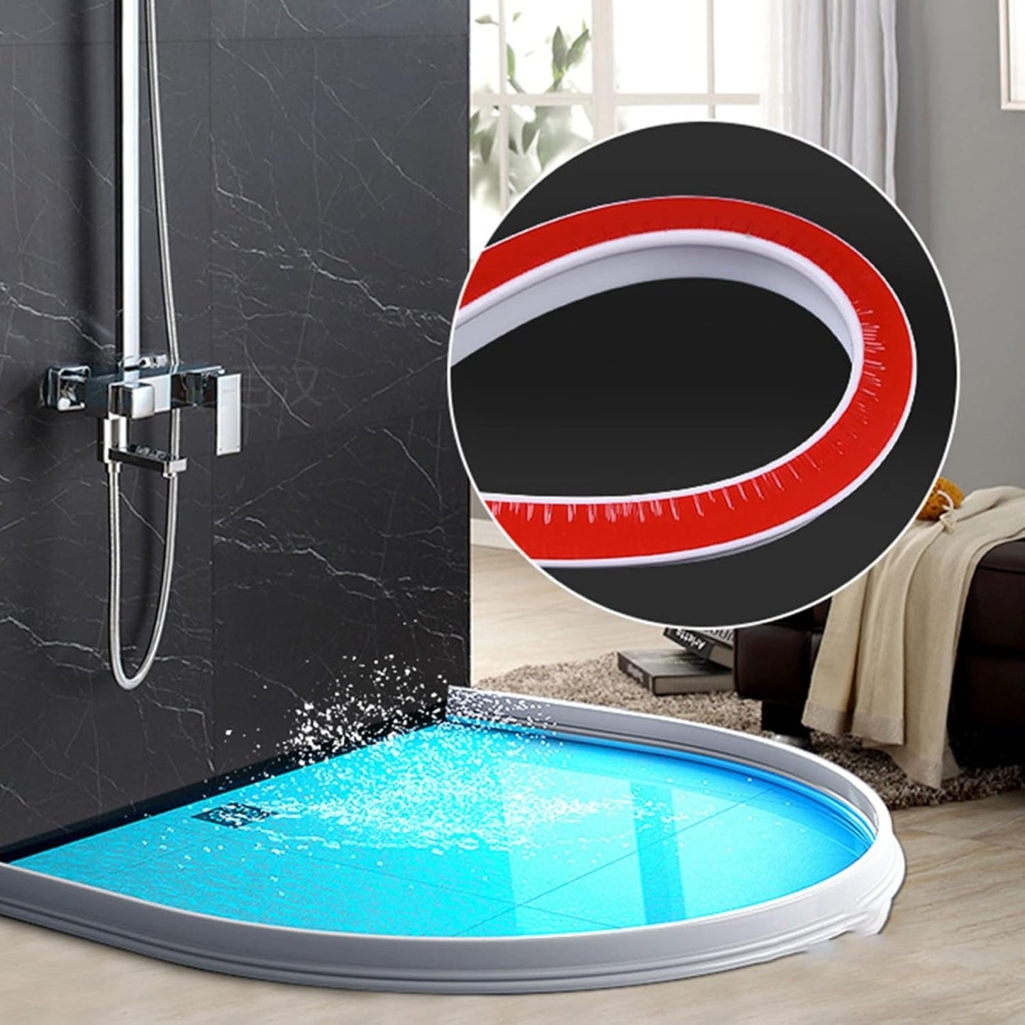 Silicone Shower Water Barrier Strip + Glue