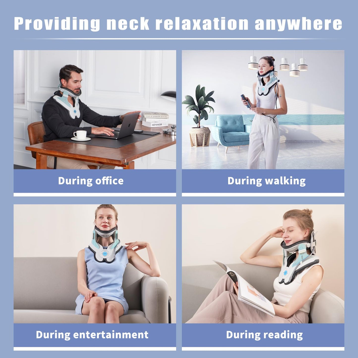 Twinklepoch Cervical Neck Traction Device, Electric Air Pump Cervical Traction Device with 3 Power Traction and 8 Built-in Airbag Support, Neck Pain Relief and Relaxation - Medaid International