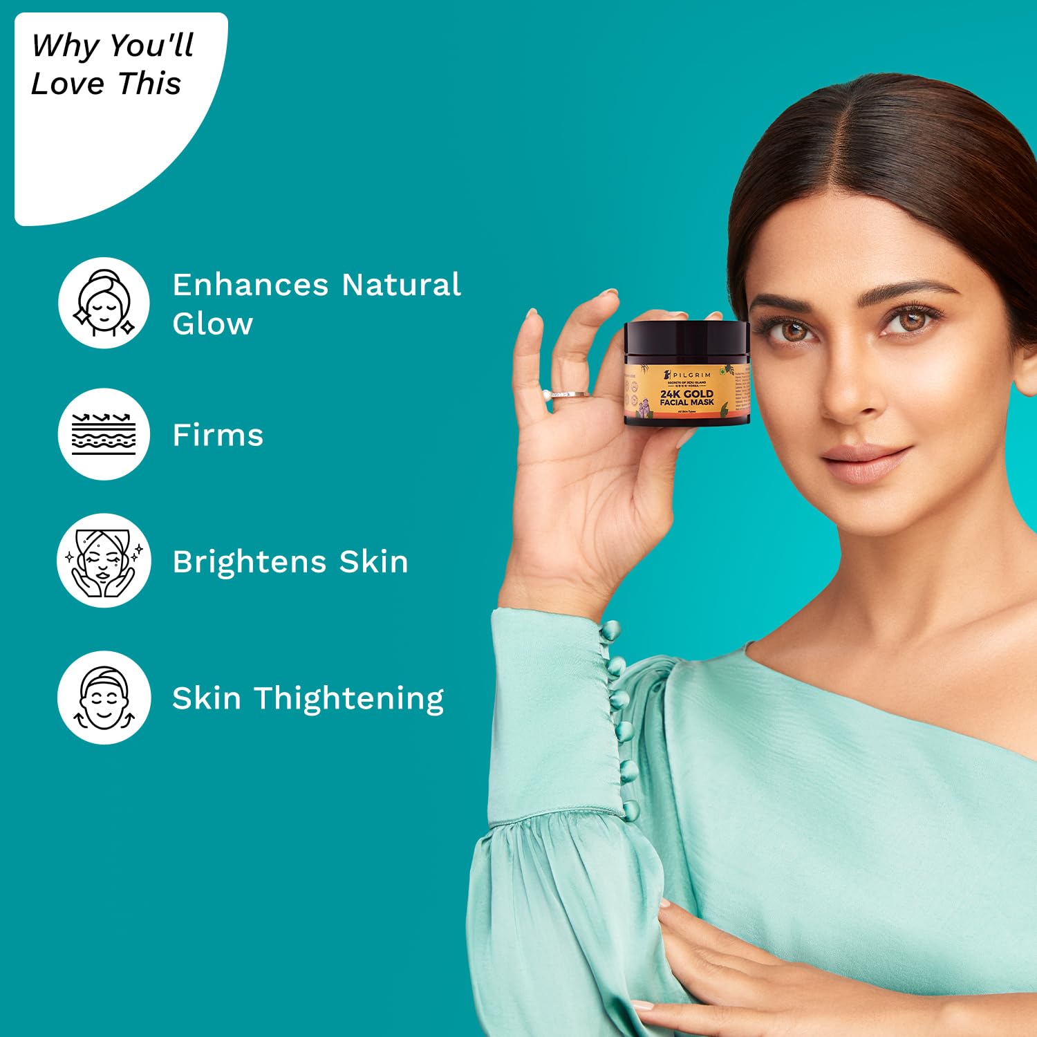 Pilgrim 24K Gold Face Mask | Hydrating & Rejuvenating Face Pack with Olive Leaf Extract | Firms & Nourishes Skin | For All Skin Types | Men & Women | 1.76 Oz (50g) - Medaid International