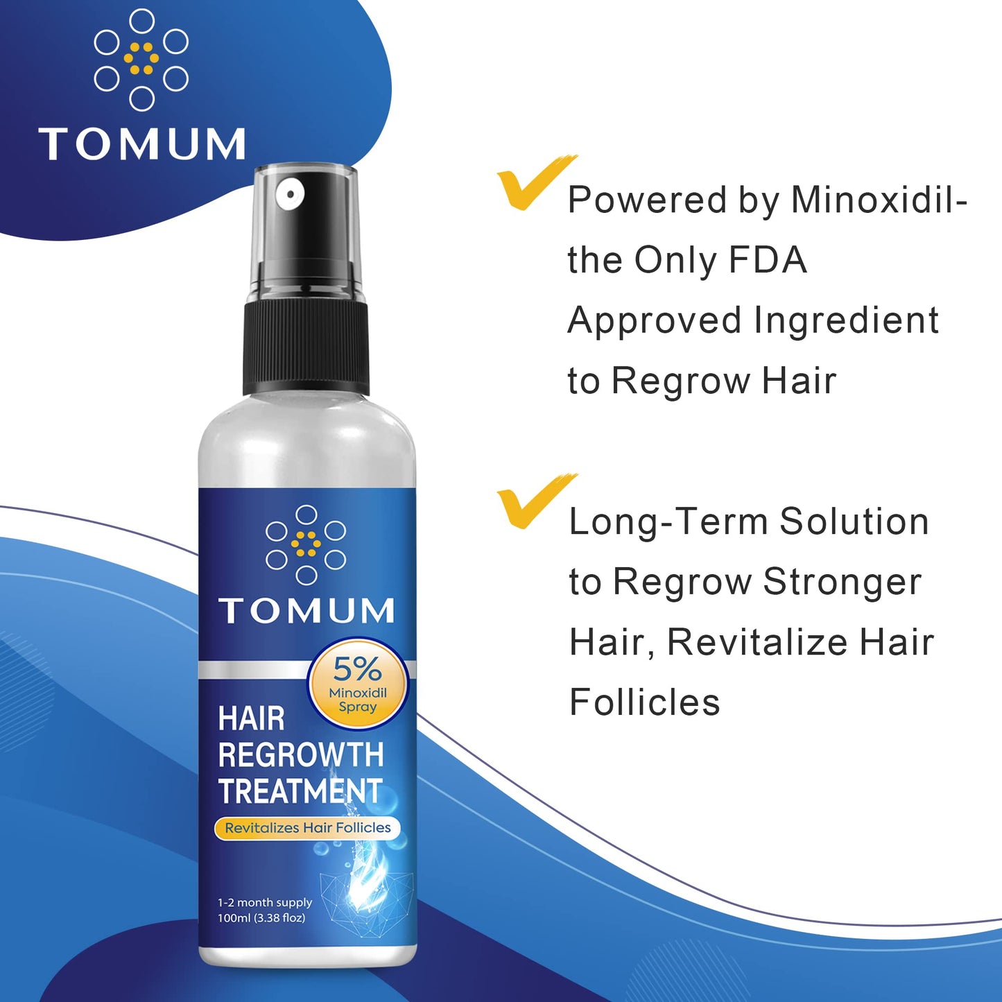 Minoxidil for Men and Women Hair Growth: 5% Minoxidil Spray Hair Regrowth Treatment Serum Stop Hair Thinning and Hair Loss For Stronger Thicker Longer Hair 100ml - Medaid International