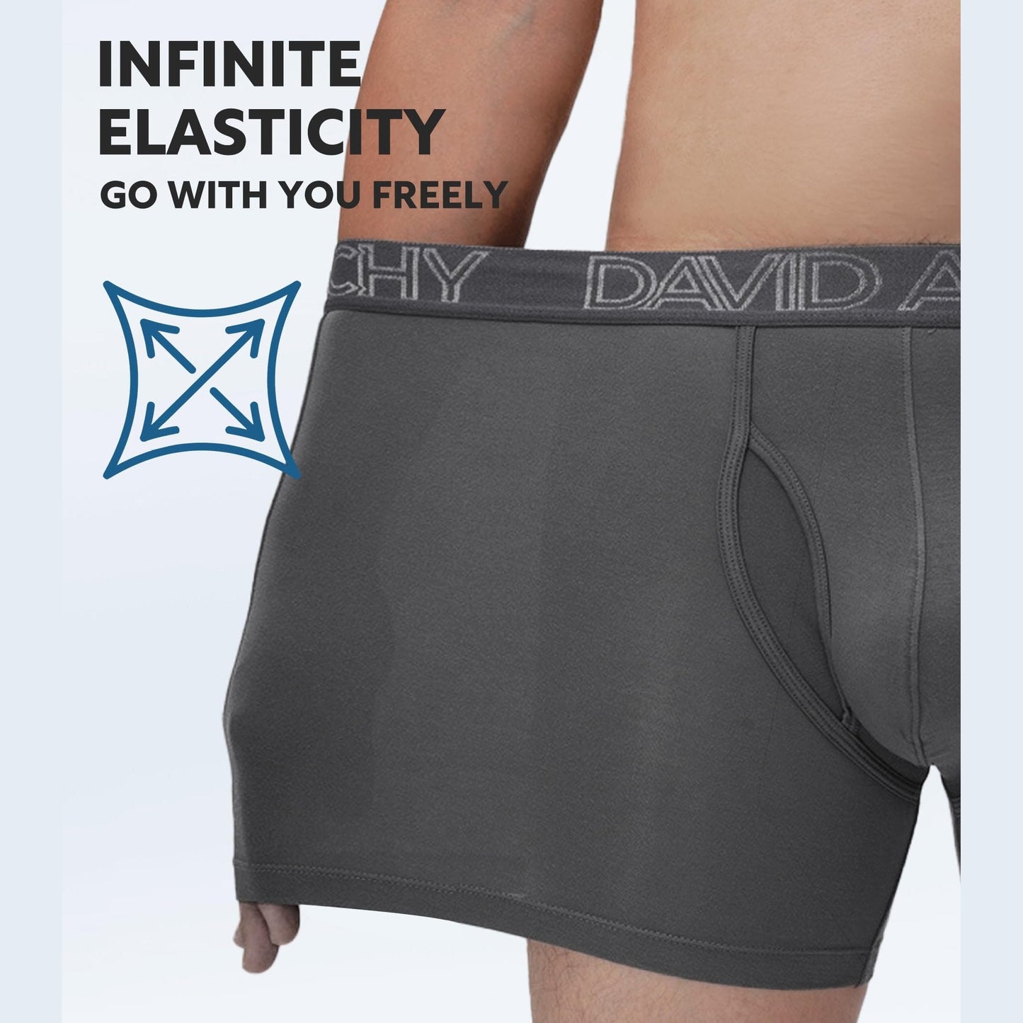 DAVID ARCHY Men's Boxer Briefs, Soft and Breathable Underwear with Moisture-Wicking Fly Underwear for Men 4 Pack (M, Black - 5.5" in 4 Pack) - Medaid International