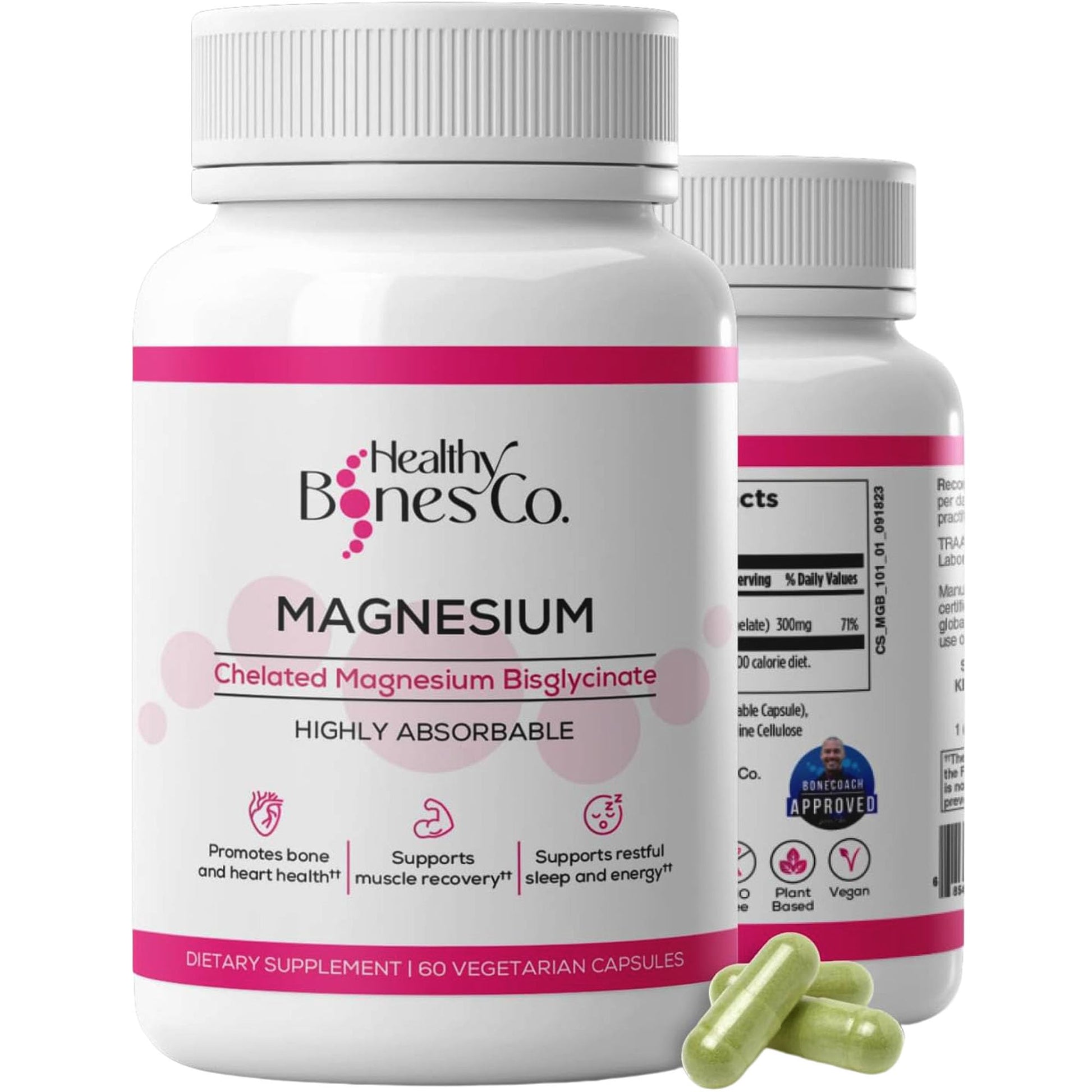 Chelated Magnesium Bisglycinate Capsules 300mg - Highly Absorbable Formula, Muscle Recovery & Sleep, Bone & Heart Support Supplement - Bisglicinato de Magnesio - Vegetarian Capsules, 1 Month Supply - Medaid International