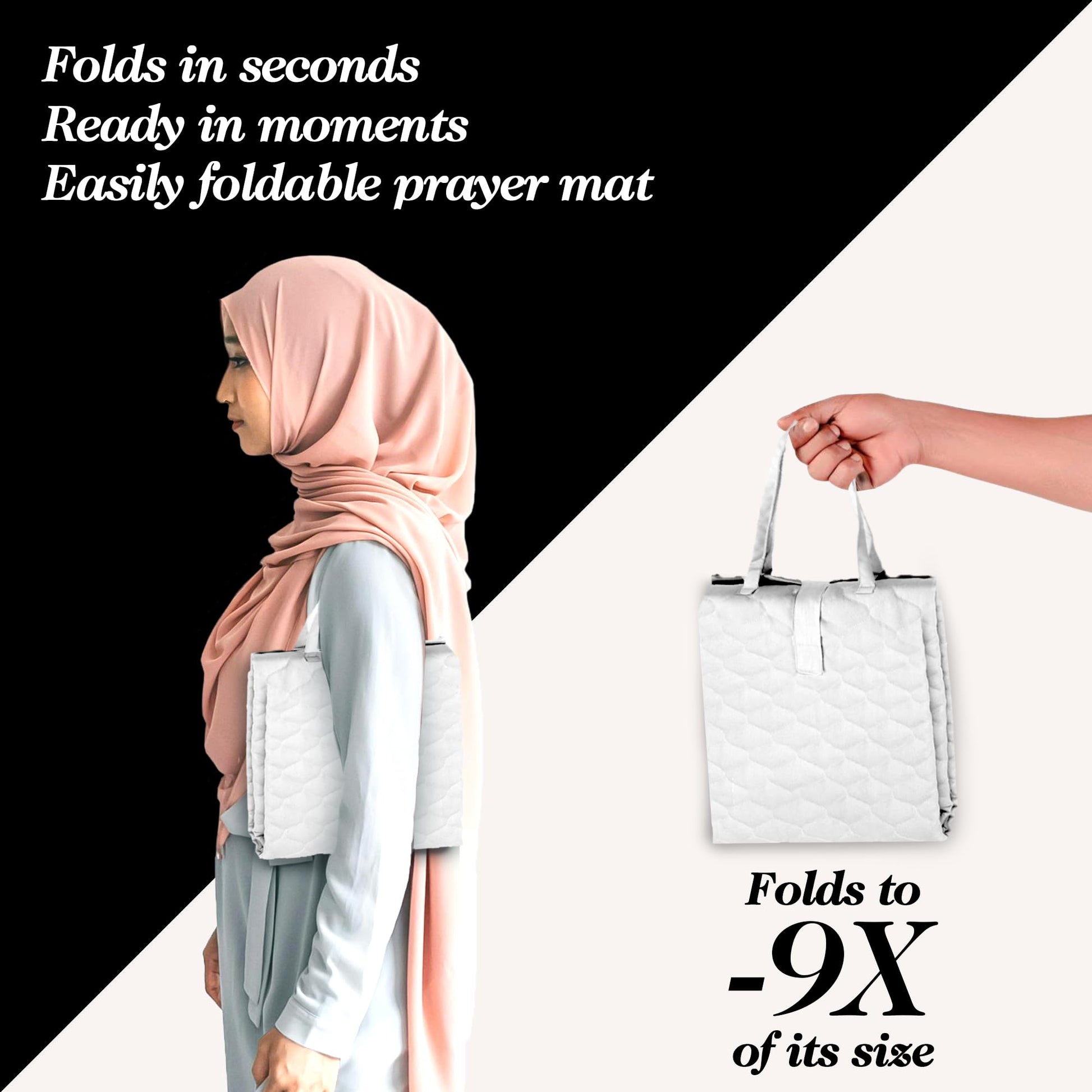The Linen Company Prayer Mat - Thick Padded & Foldable Travel Prayer Mat - Ideal for Home, Office & Mosque Use - Portable & Machine Washable with Modern Design - Best as Islamic/Umrah Gift - Samarkand - Medaid International