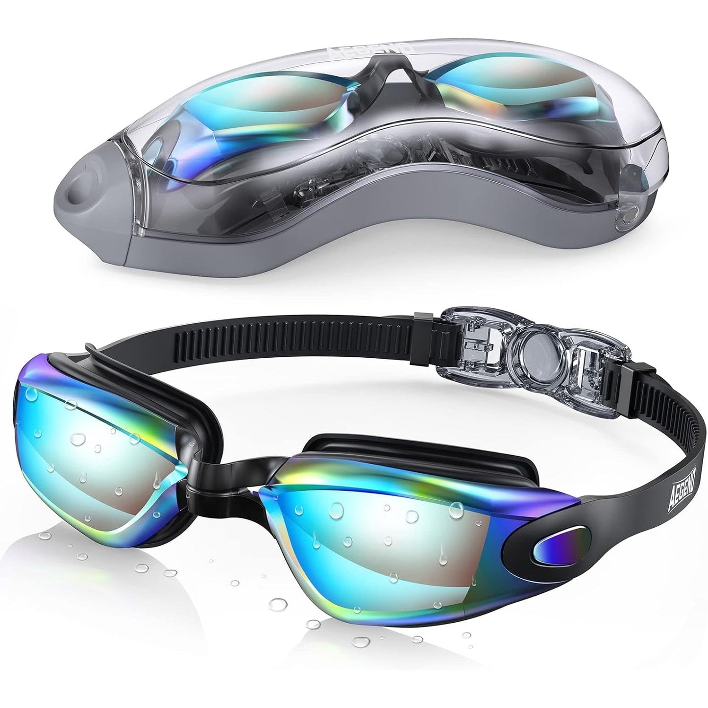 Aegend Swim Goggles, Swimming Goggles No Leaking Adult Men Women Youth, Aqua, UK-02-0016-1 - Medaid International