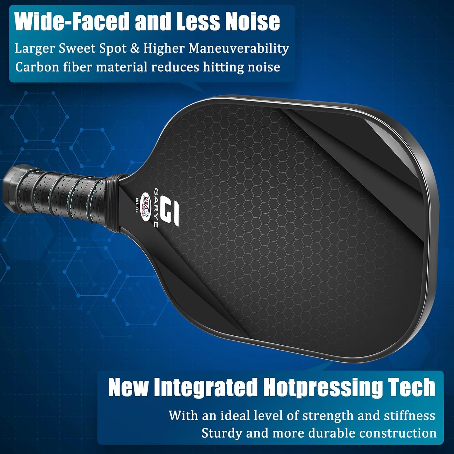 GARYE Pickleball Paddles Set of 2, USAPA Approved Carbon Fiber Pickleball Set, Lightweight Graphite Pickle Ball Rackets 2 Pack with 6 Balls, 1 Pickleball Bag, Pickle Ball Paddle Set for Men and Women - Medaid International