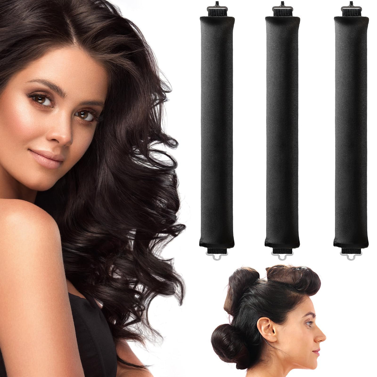 TERRIFI Heatless Hair Curler, Flexi Rods with Hook, Heatless Curling Rod for All Hair Types, No Heat Curlers to Sleep In, Overnight Heatless Curls for Blowout Hair