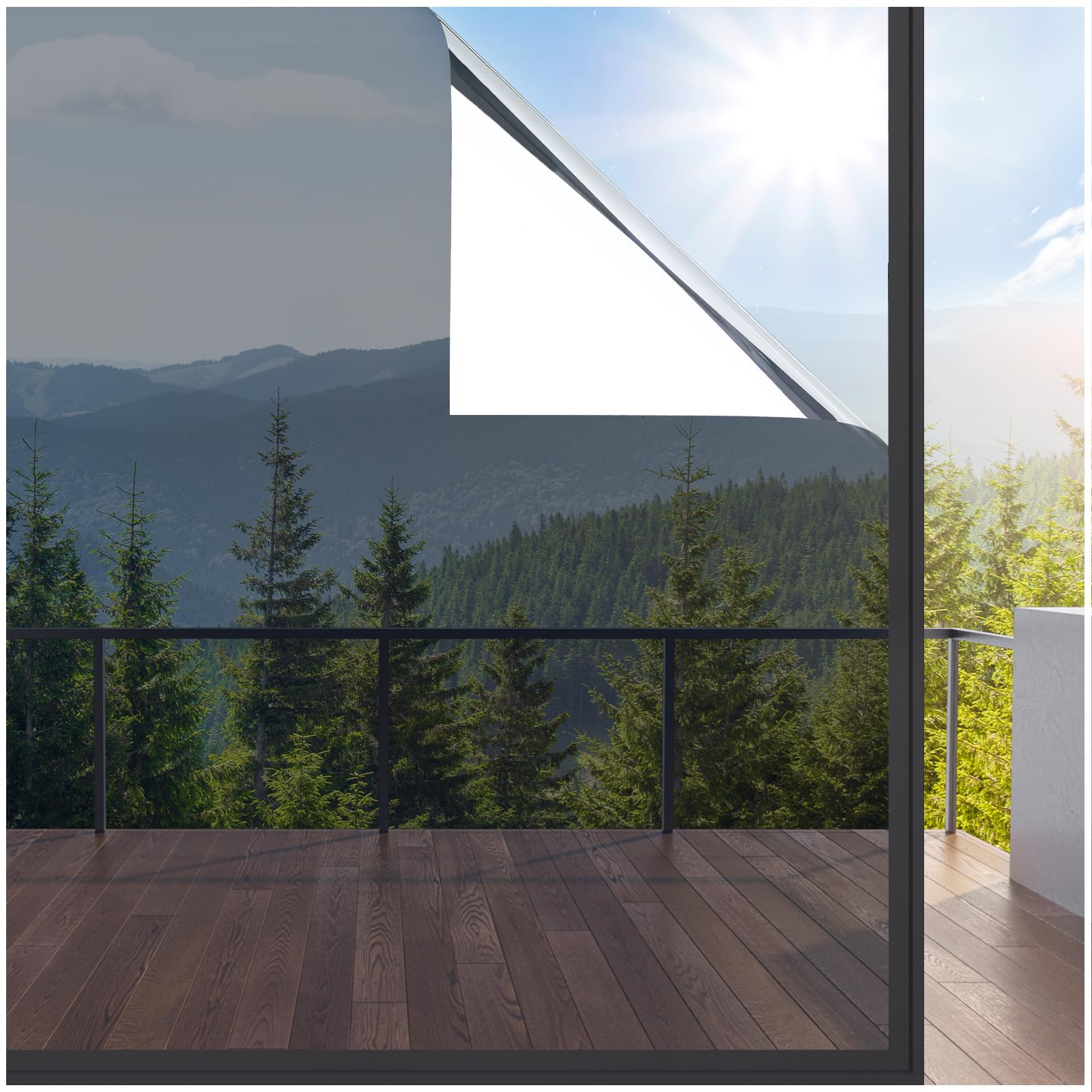 rabbitgoo One Way Window Film Daytime Privacy Mirror Window Tint for Home Office, Heat Control Sun Blocking Anti UV Reflective Tinting Film Glass Window Door Covering,17.5 in X 6.5 Feet, Silver - Medaid International