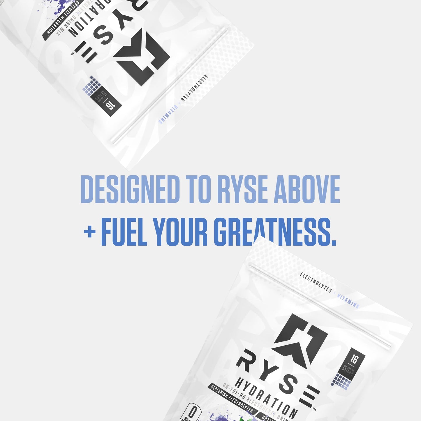 RYSE Hydration Electrolyte Powder Drink Mix Packets - Blue Raspberry - Sugar-Free Full Spectrum Electrolytes with Essential Vitamins, Taurine and Choline for Rehydration - 16 Serving Sticks - Medaid International
