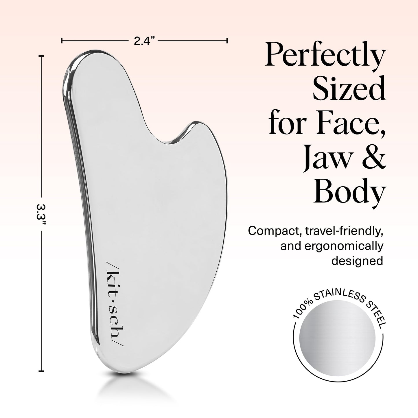 Kitsch Stainless Steel Gua Sha Facial Tools - Guasha Tool for Face, Face Sculpting Tool, Jawline Shaper, Double Chin Reducer, Body Gua Sha Tools, Lymphatic Drainage Massager, Facial Skin Care - Silver - Medaid International