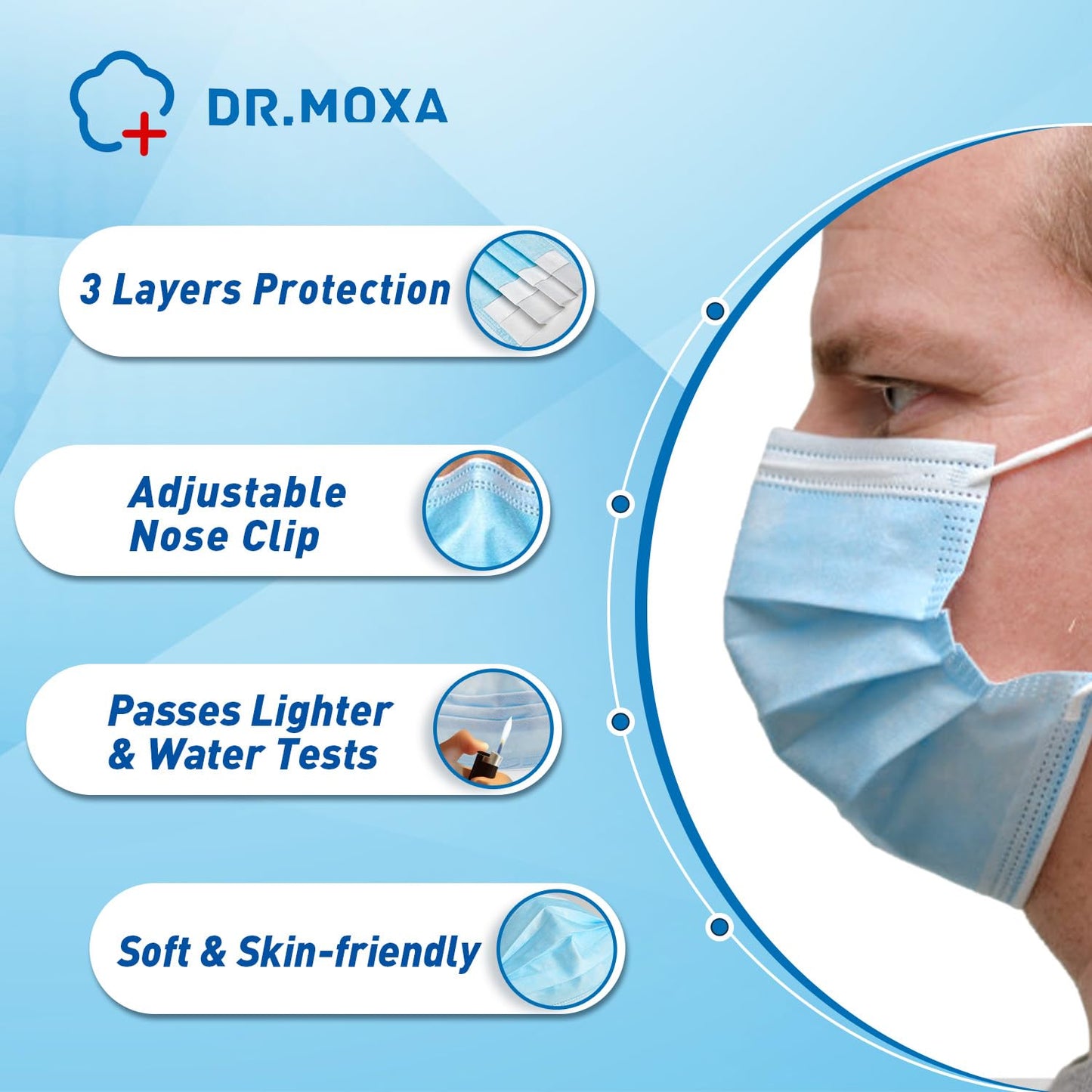 100 Pack Disposable Face Masks ASTM Level 2, Medical Grade 3 Ply Protection Face Mask for Adults - Comfortable,Soft, Breathable - Medaid International