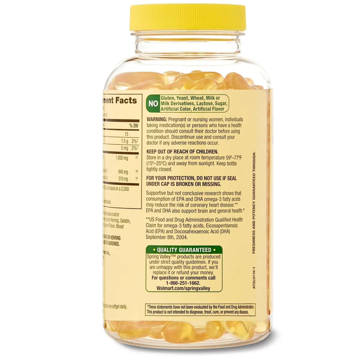 Spring Valley Omega-3 Fish Oil Soft Gels, 1000 mg, 180 Count, Dietary Supplement, Omega-3 Fatty Acids Bundle with Lual's 45 Diabetes Decoded - Medaid International