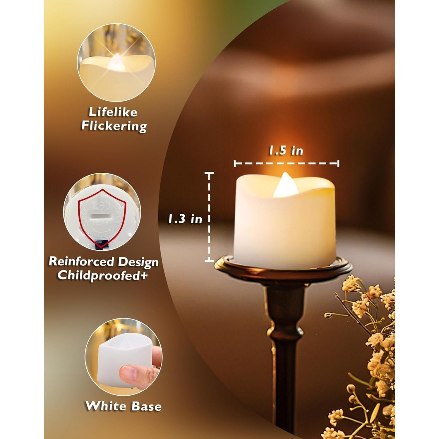 MOMENT 12-Pack Flameless LED Tea Lights Candles Battery Operated, 200+Hour Fake Electric Candles TeaLights for Votive, Aniversary, Wedding Centerpiece Table Decor, Funeral, Halloween, Christmas - Medaid International