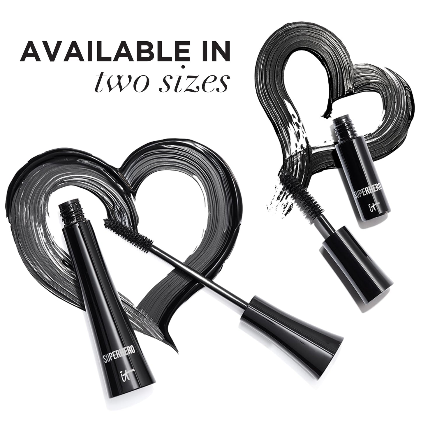 IT Cosmetics Superhero Mascara – Volumizing & Lengthening Black Mascara, Buildable Lash Volume, Collagen, Biotin, Peptides, Lifting & Curling Formula, Super Black Pigment - 0.3 fl oz - Medaid International