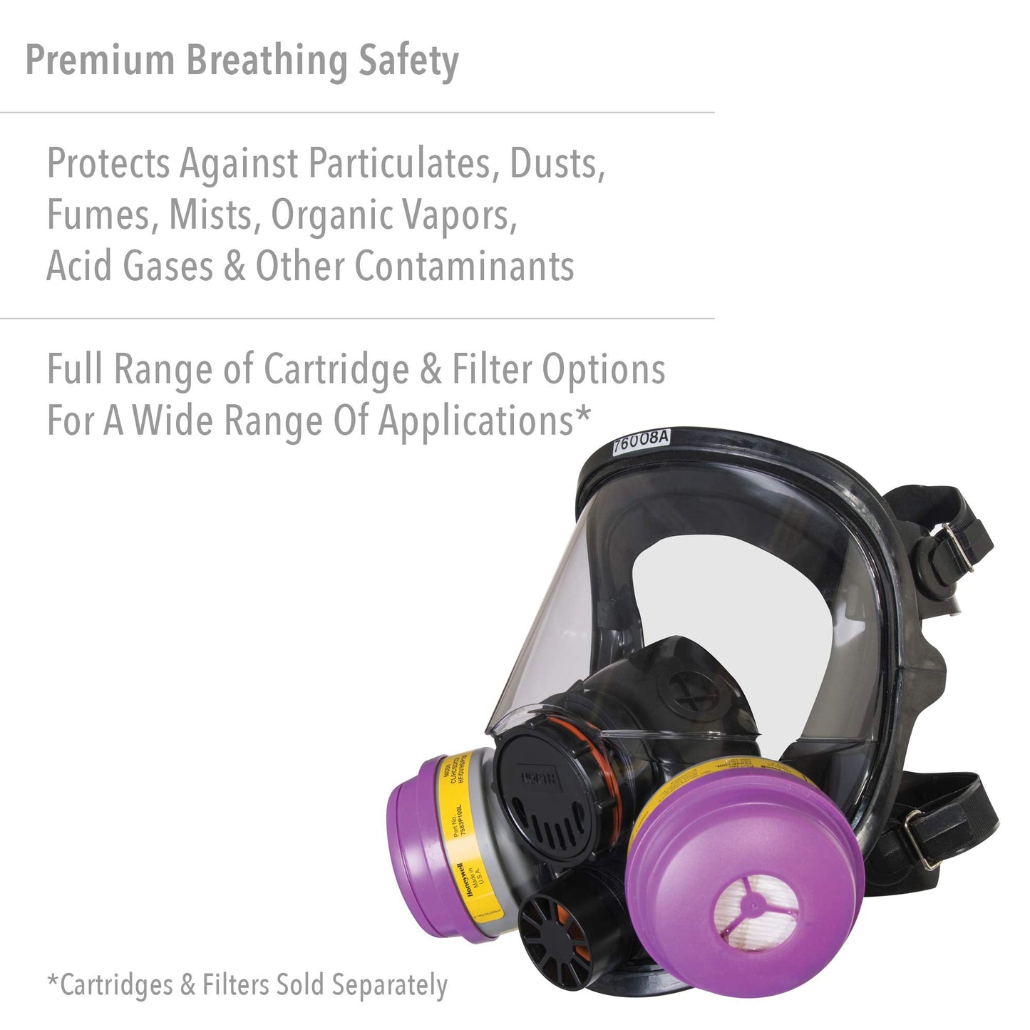 Miller Honeywell Safety Products 760008A Safety Products, 7600 Series Full Facepiece Respirator, Dual Cartridge, Medium/Large