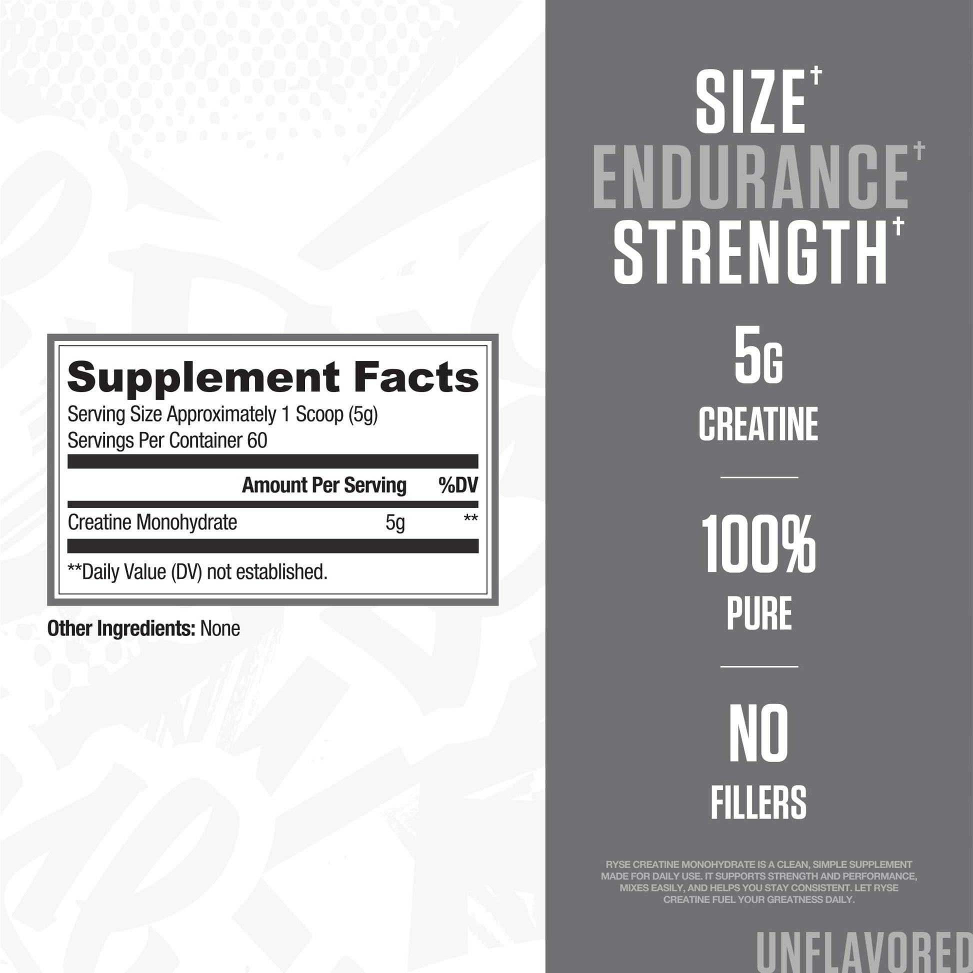 RYSE Creatine Monohydrate Powder - Unflavored - Supports Men & Women Lean Muscle Growth, Strength, Power, and Endurance - Helps Reduce Fatigue and Improve Workout Recovery - 60 Servings - Medaid International