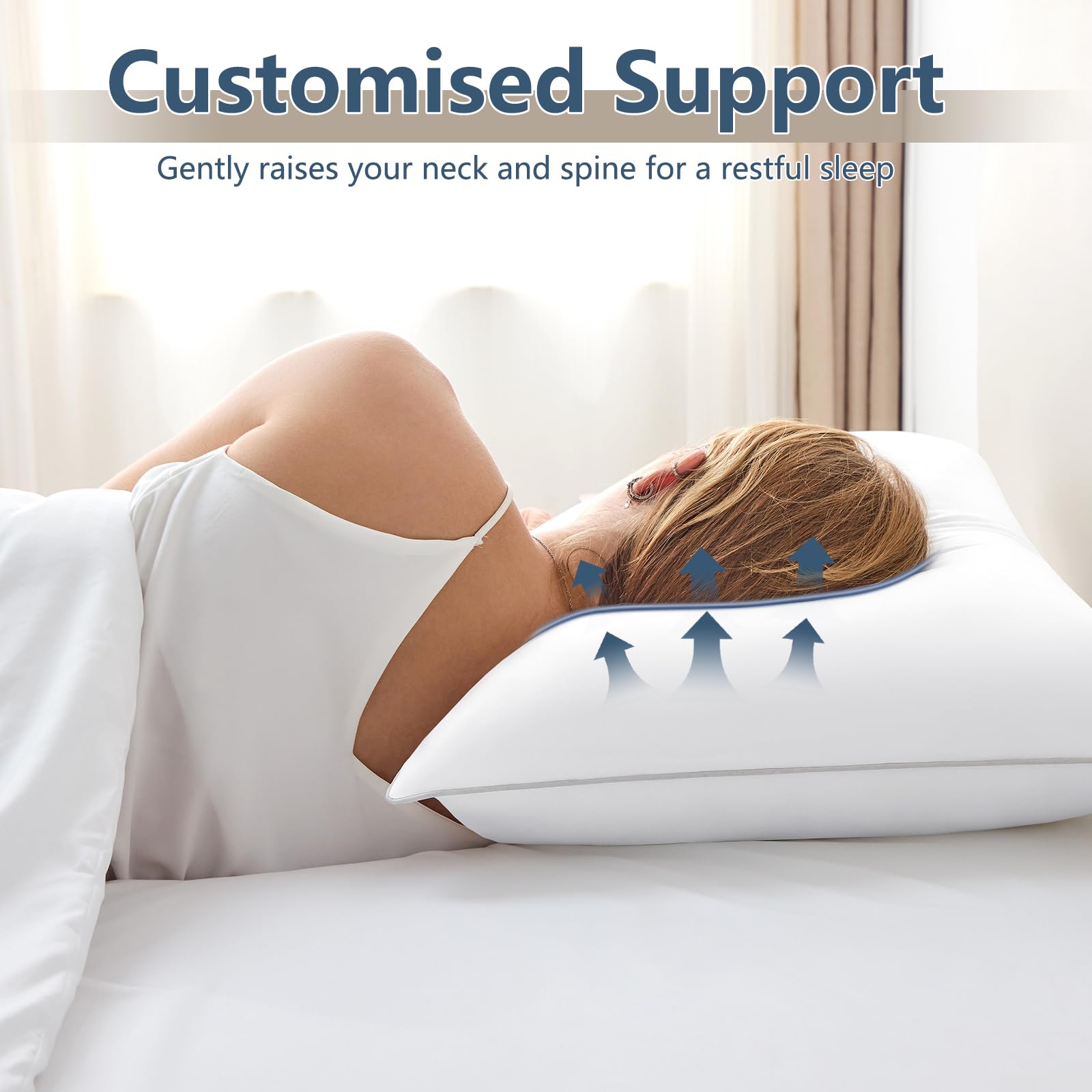 CozyLux Pillows Queen Size Set of 2, Hotel Quality Bed Pillows for Sleeping 2 Pack, Cooling Pillows for Side Back and Stomach Sleepers, Down Alternative Luxury Soft Supportive Fluffy Pillows (18x28) - Medaid International
