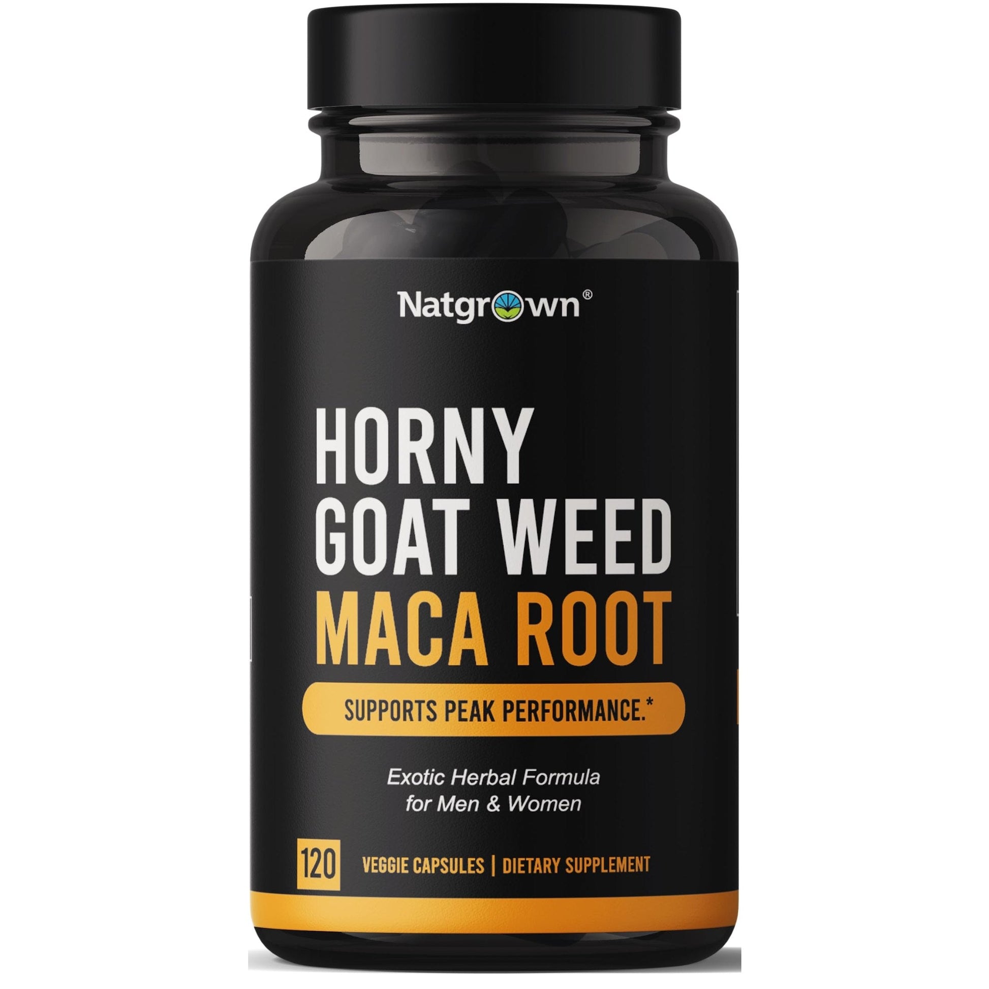 Natgrown Horny Goat Weed and Maca Root Extract Supplement for Men & Women (Epimedium Extract, Hornygoatweed) Vegan Capsules -120 Ct - Medaid International
