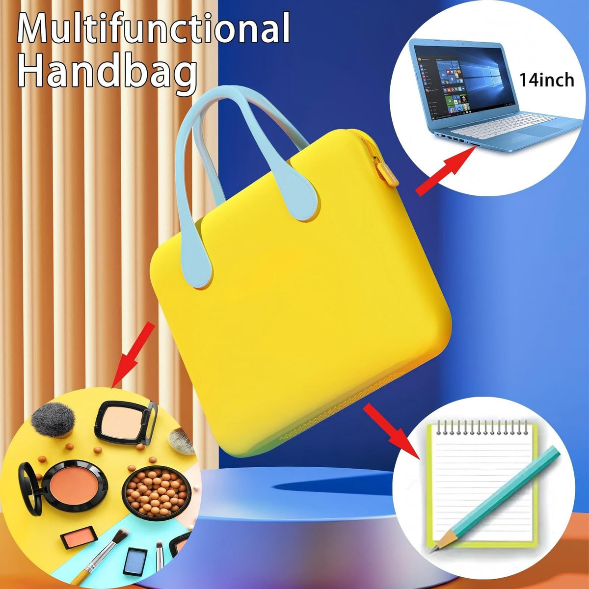 TERRIFI Laptop Bag, 35.5CM Laptop Case, Computer Bag EVA Waterproof Handlbag Briefcase for MacBook/Dell/MateBook/Lenovo/ASUS Notebook(Yellow)