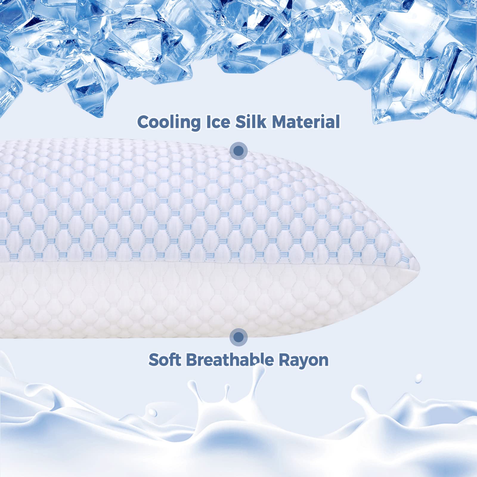OSBED Adjustable Cooling Shredded Memory Foam Pillows King Size Set of 2 - Temperature-Regulating for Hot Sleepers with Dual Airflow Ventilation(CertiPUR-US & Hypoallergenic & Machine Washable) - Medaid International