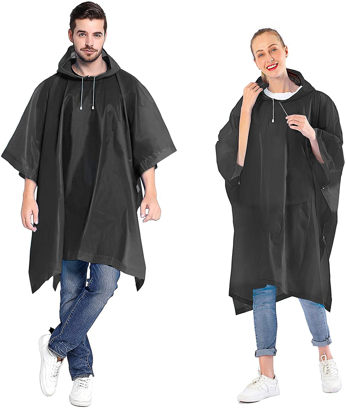 KASTWAVE Portable EVA Raincoats for Adults, Reusable Rain Ponchos with Hoods and Sleeves Lightweight Raincoats for Lightweight for Adults, Emergency, Camping, Men, Women(2 Pack) (Pink)