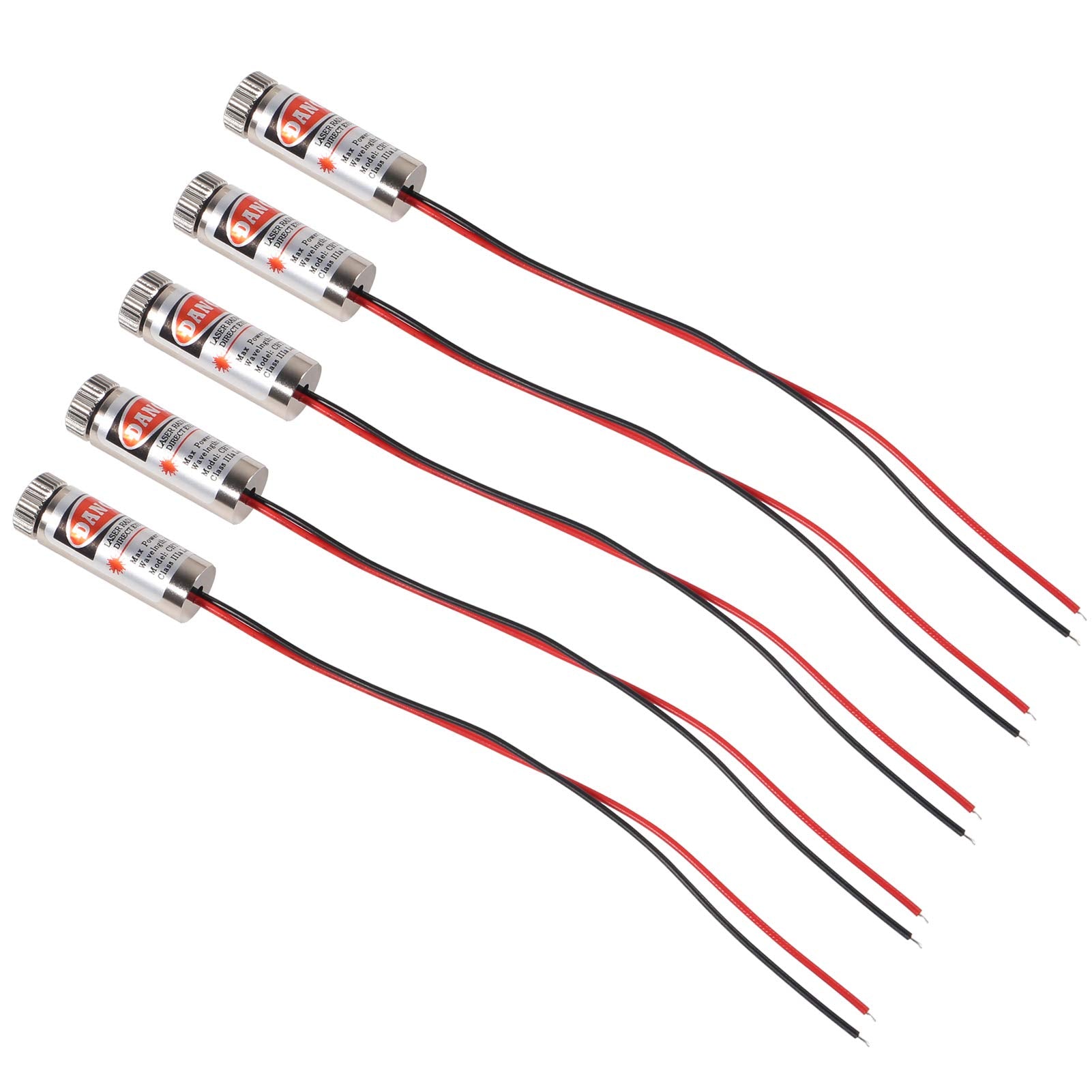 UMLIFE 5pcs 650nm 5mw Laser Head Laser Tube Adjustable Focus 3~5V Red Laser Tube for Sight Positioning Sighting Telescope (Dot) - Medaid International