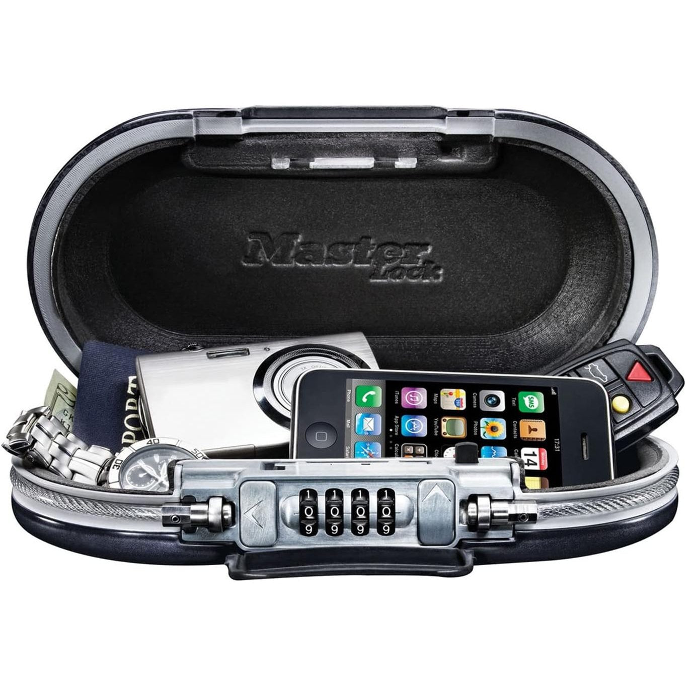 MASTER LOCK Mini Portable Safe With Cable] [Combination] [Black] 5900EURD - Keep your belongings safe when you are on the go